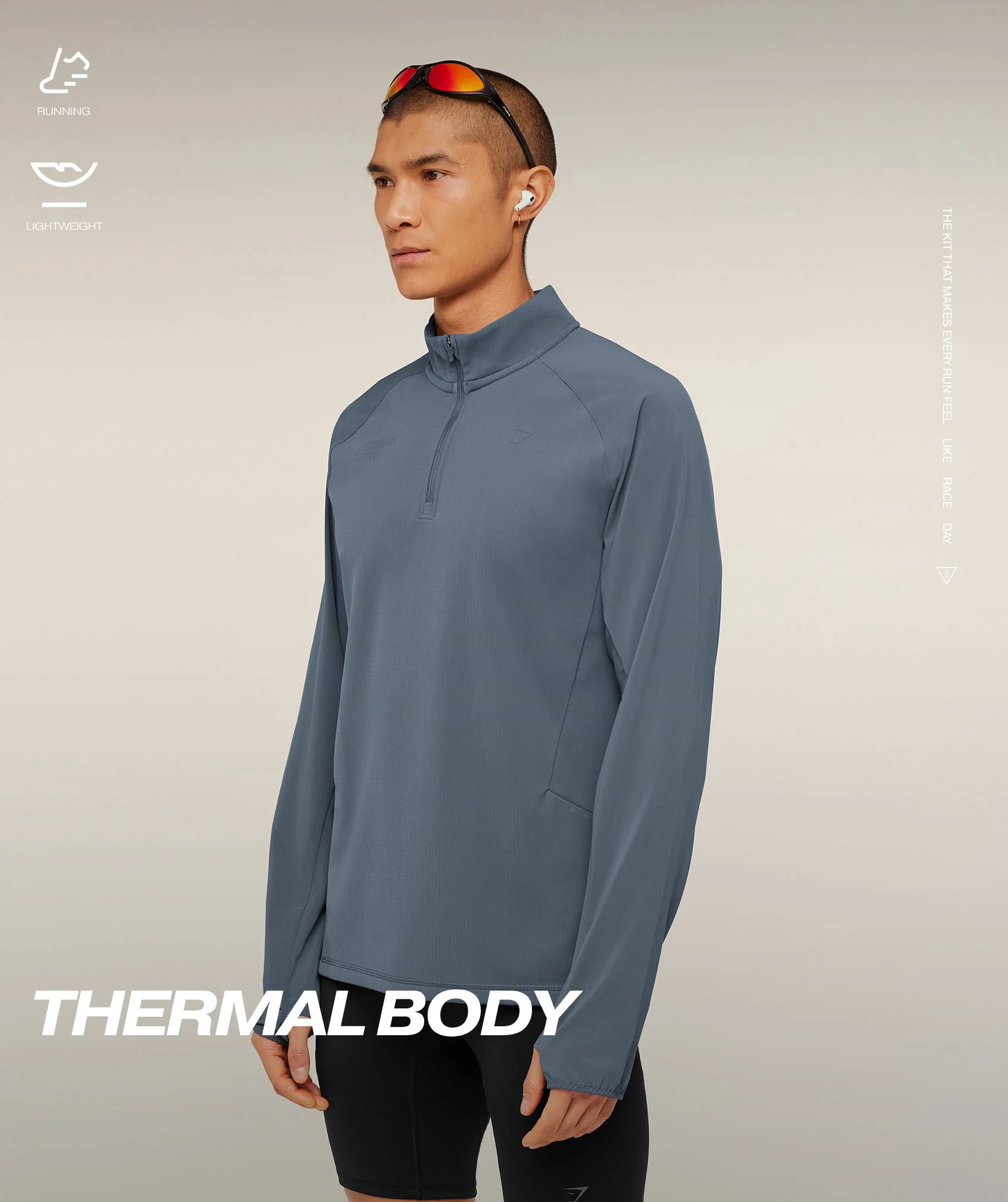 Gymshark Running Elite 1/4 Zip - Titanium Blue - Image 2