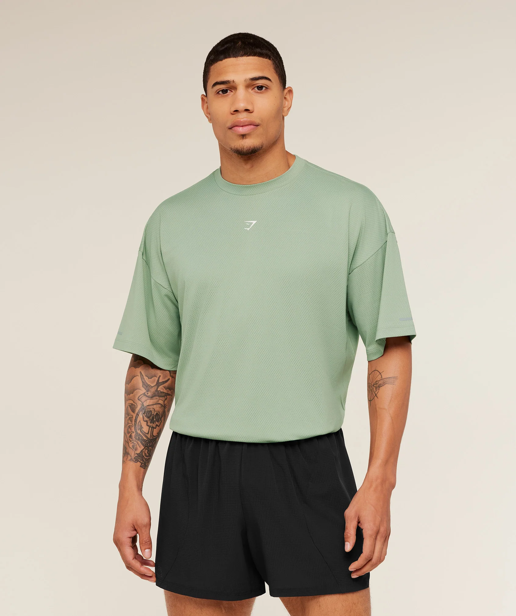 Gymshark Running Graphic T-Shirt - GS Haze Green - Image 2