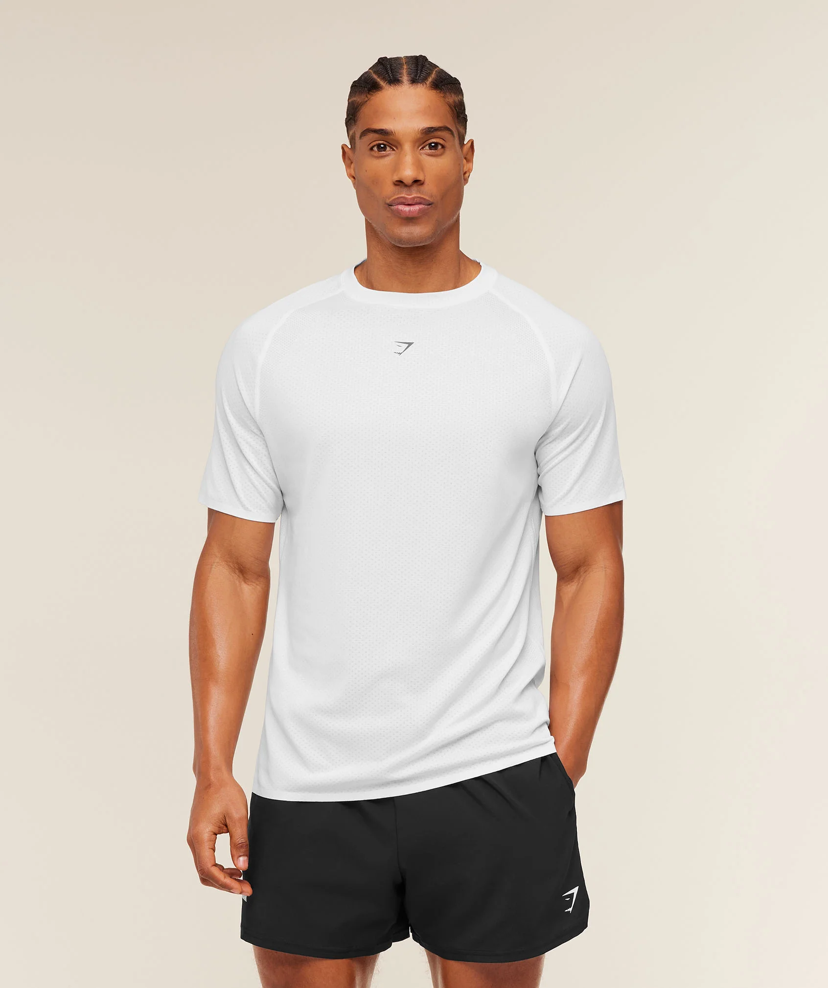 Gymshark Hybrid Engineered Jacquard T-Shirt - White