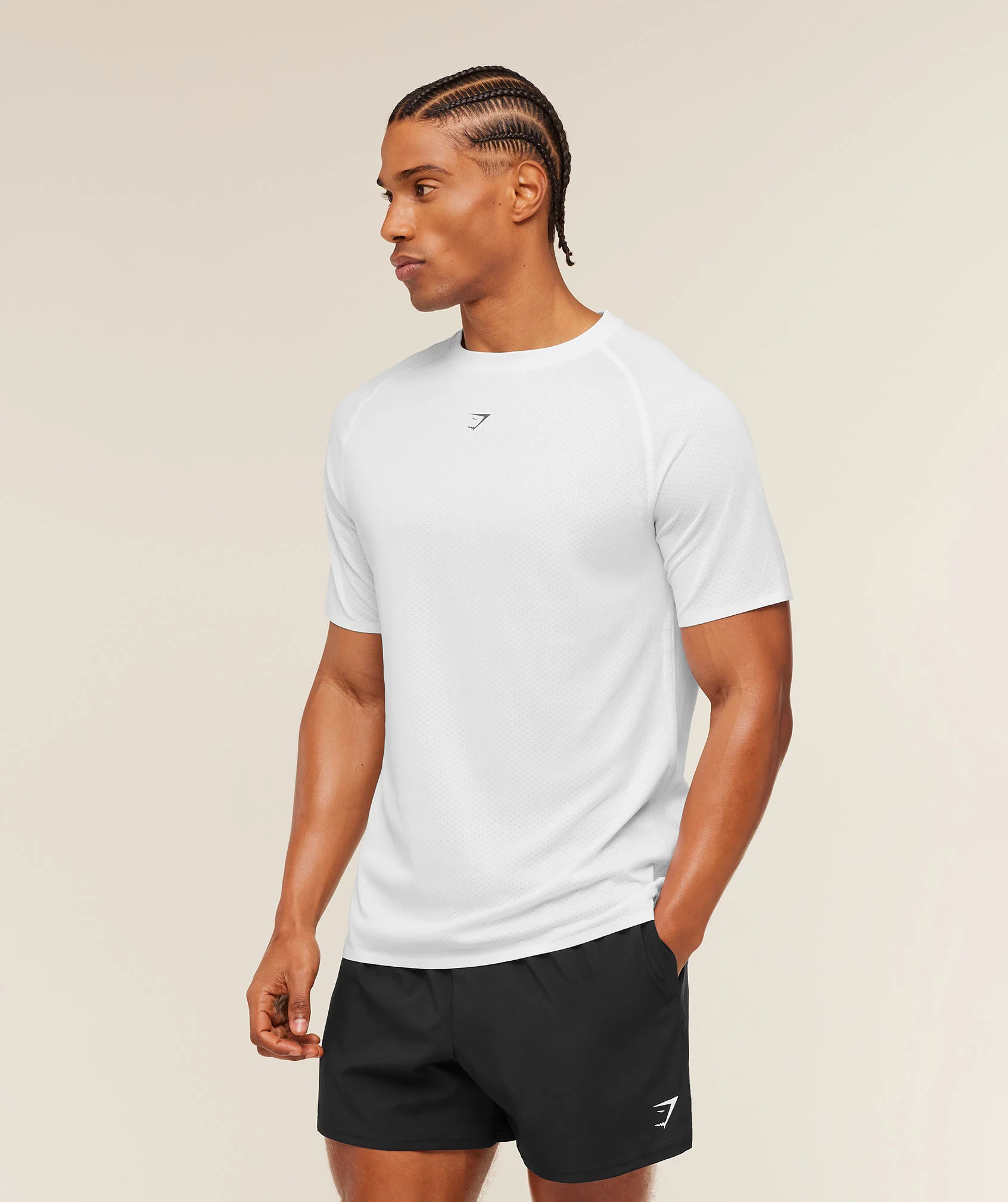 Gymshark Hybrid Engineered Jacquard T-Shirt - White - Image 4