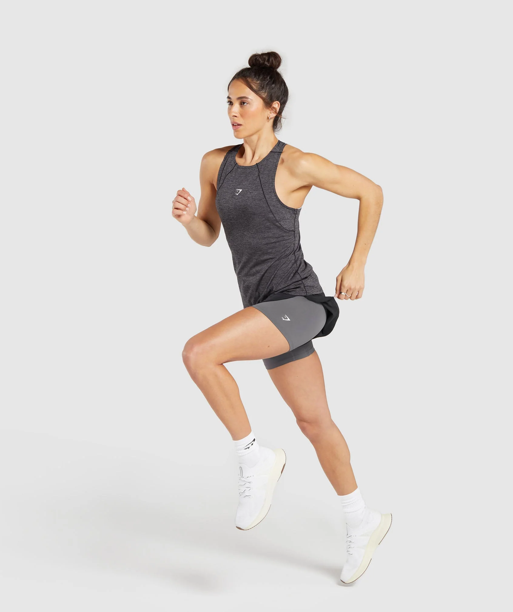 Gymshark Running Tank - Black/Silhouette Grey Marl - Image 3