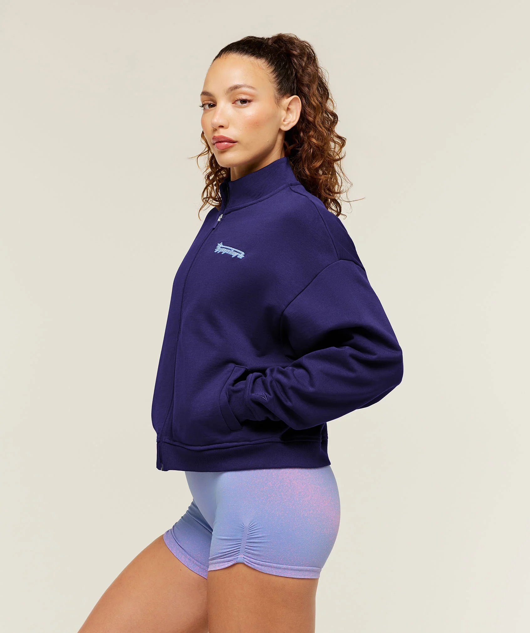 Gymshark Script Embroidery Full Zip Jacket - Indigo Purple - Image 2