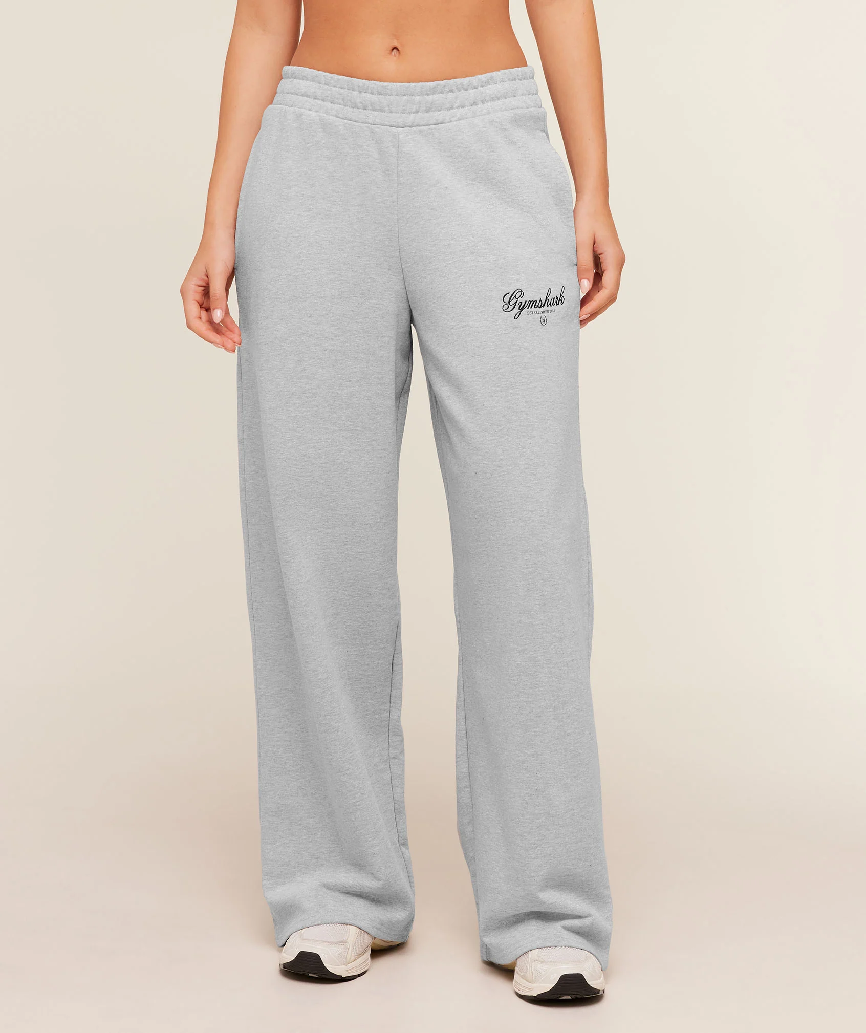Gymshark Script Embroidery Joggers - Light Grey Core Marl