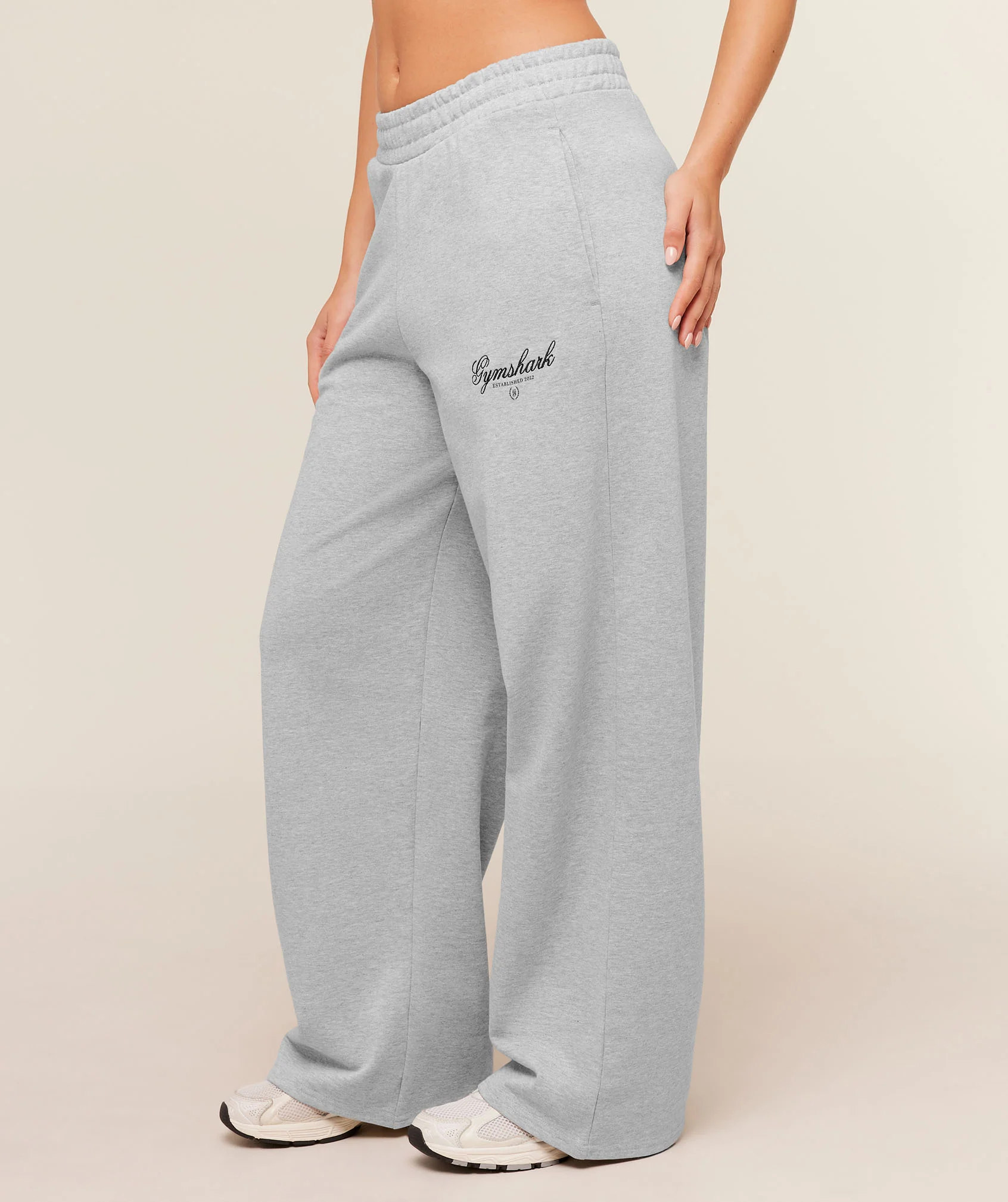 Gymshark Script Embroidery Joggers - Light Grey Core Marl - Image 3