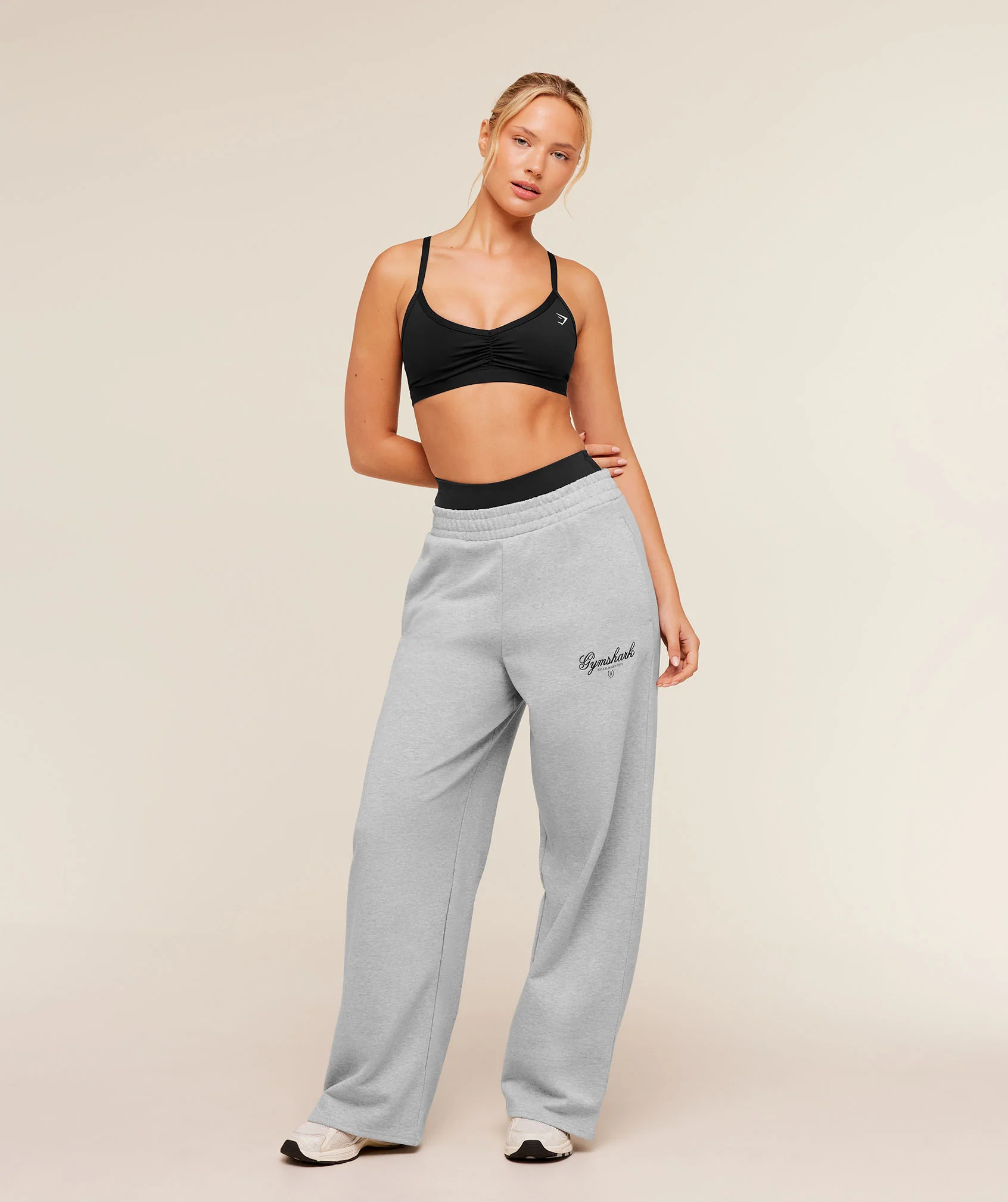 Gymshark Script Embroidery Joggers - Light Grey Core Marl - Image 4