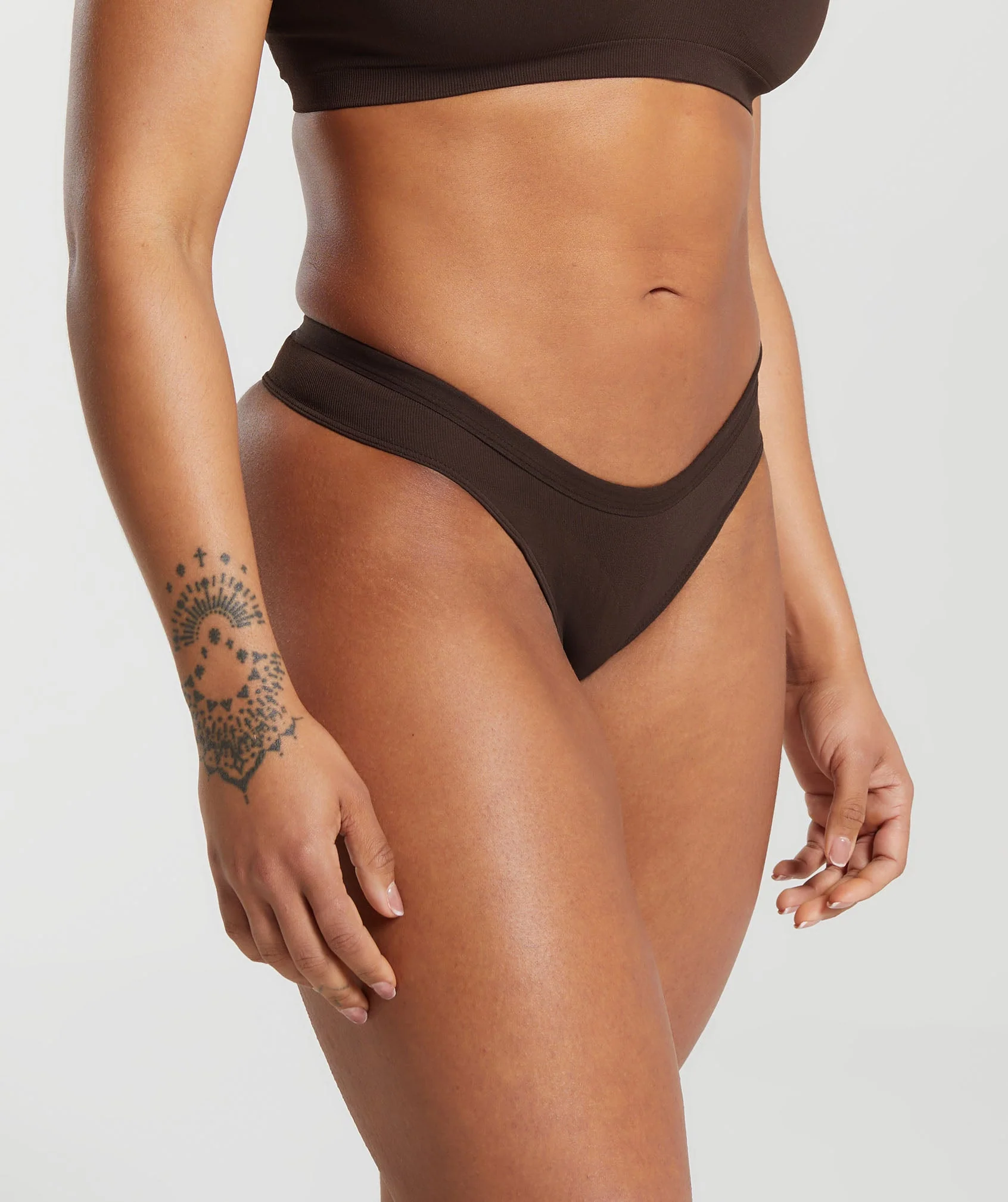 Gymshark Seamless Dipped Front Thong - Archive Brown - Image 3