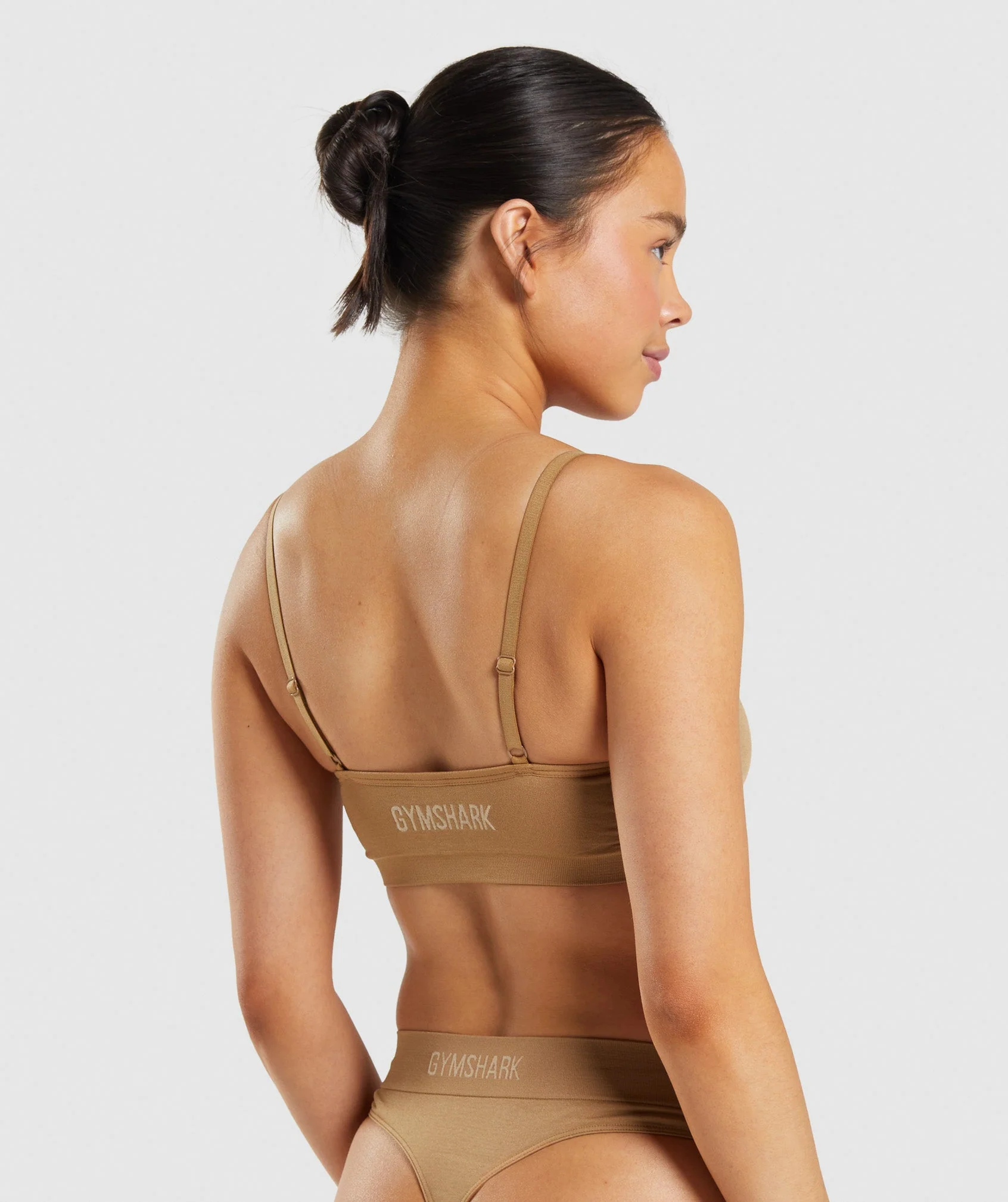 Gymshark Seamless Scoop Neck Bralette - Golden Light Brown - Image 2