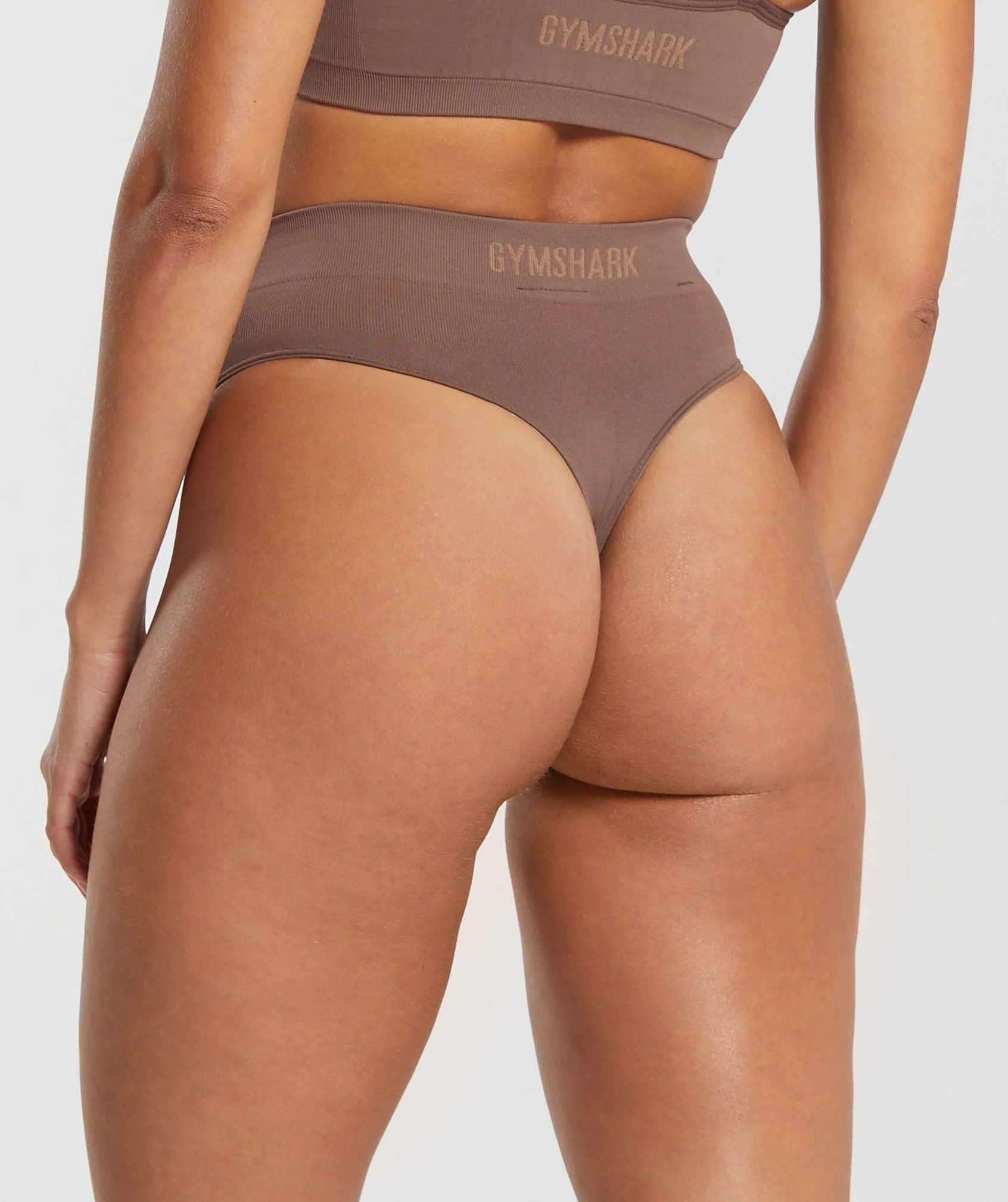 Gymshark Seamless High Waisted Thong - Soft Brown - Image 2