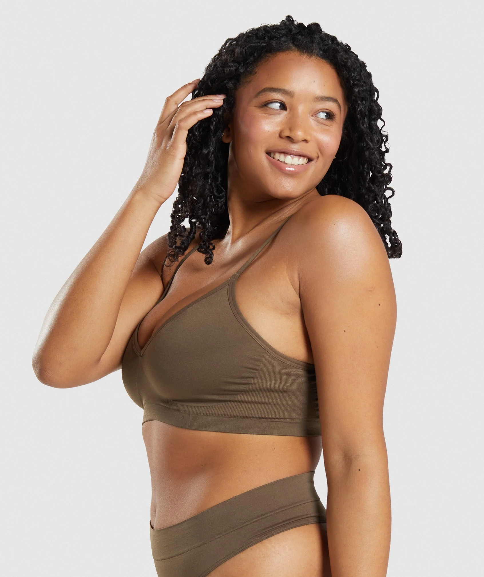 Gymshark Seamless Low Neck Bralette - Walnut Brown - Image 3