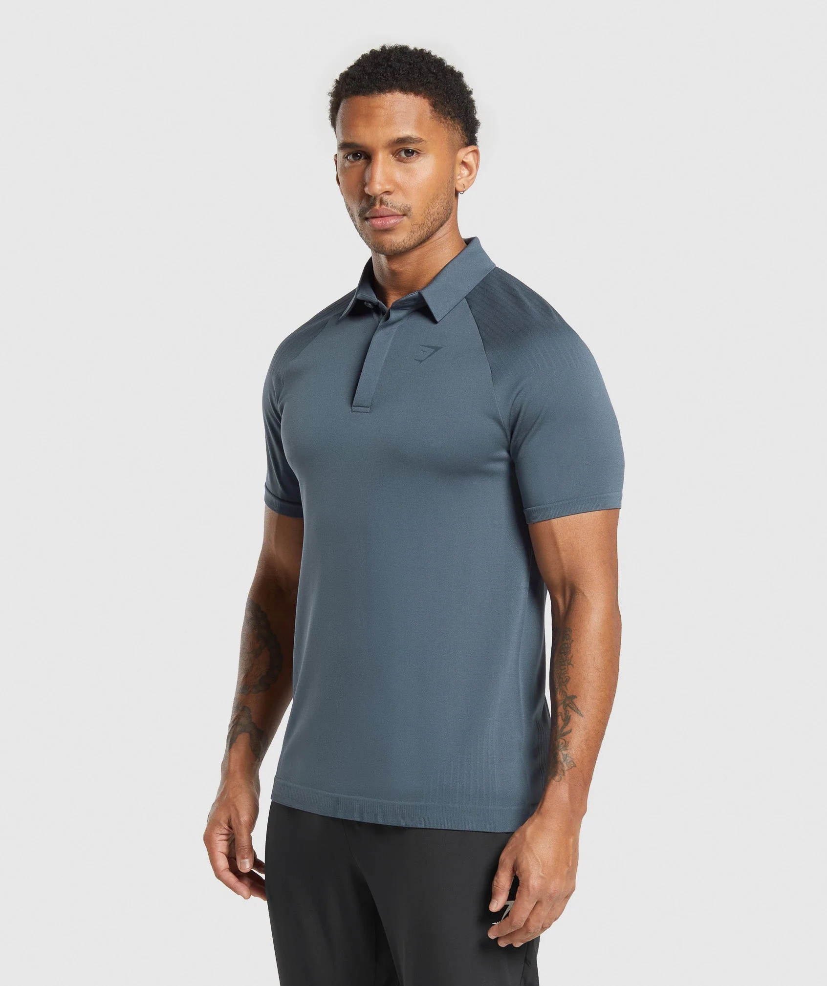 Gymshark Seamless Polo Shirt - Titanium Blue - Image 3