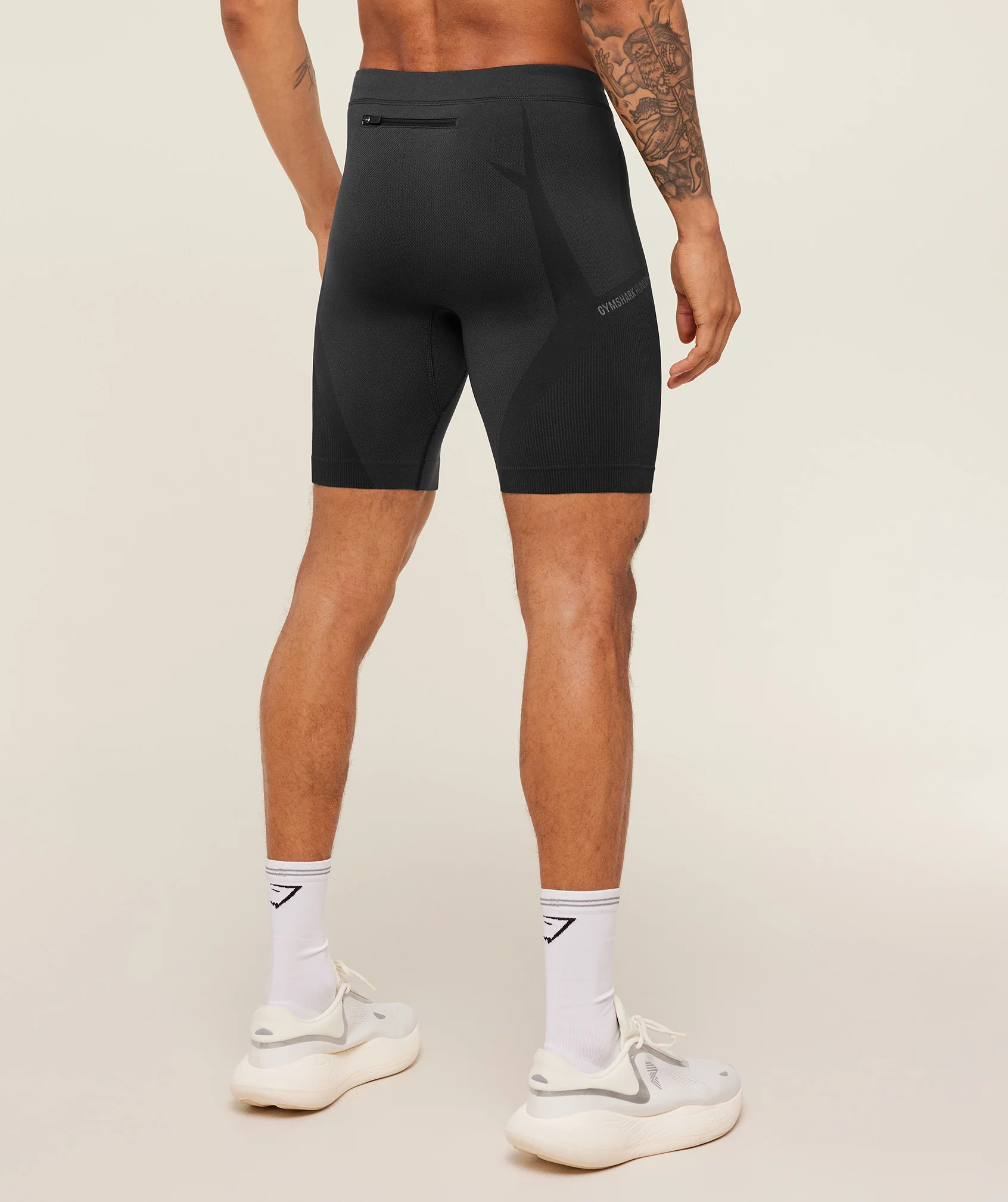 Gymshark Seamless Running Half Tight - Black/Grey - Image 2