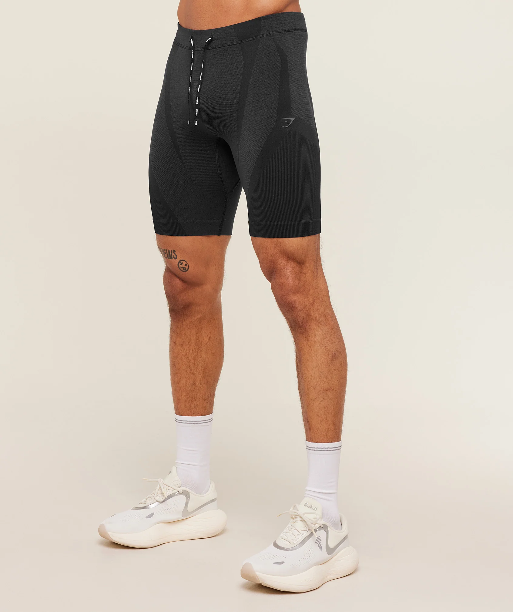 Gymshark Seamless Running Half Tight - Black/Grey - Image 3