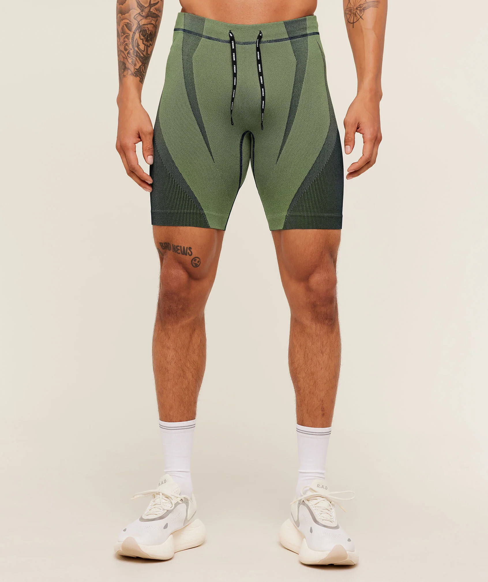 Gymshark Seamless Running Half Tight - Stealth Blue / Sorbet Yellow