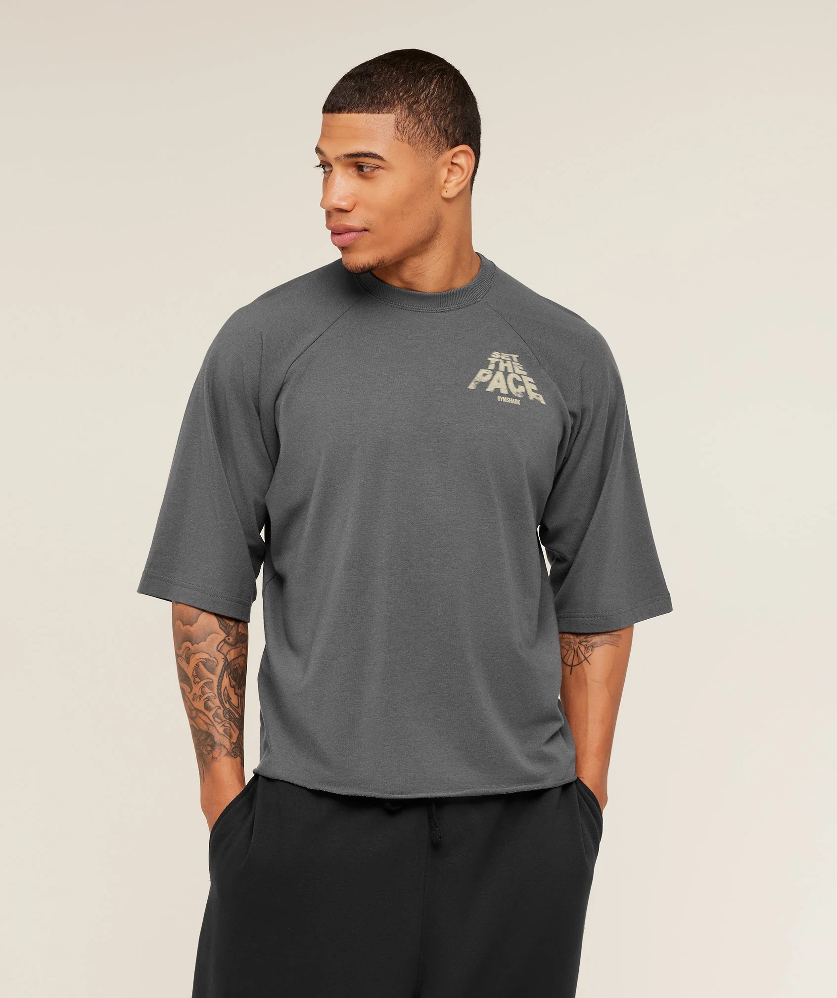 Gymshark Set The Pace Boxy T-Shirt - Graphite Grey - Image 2