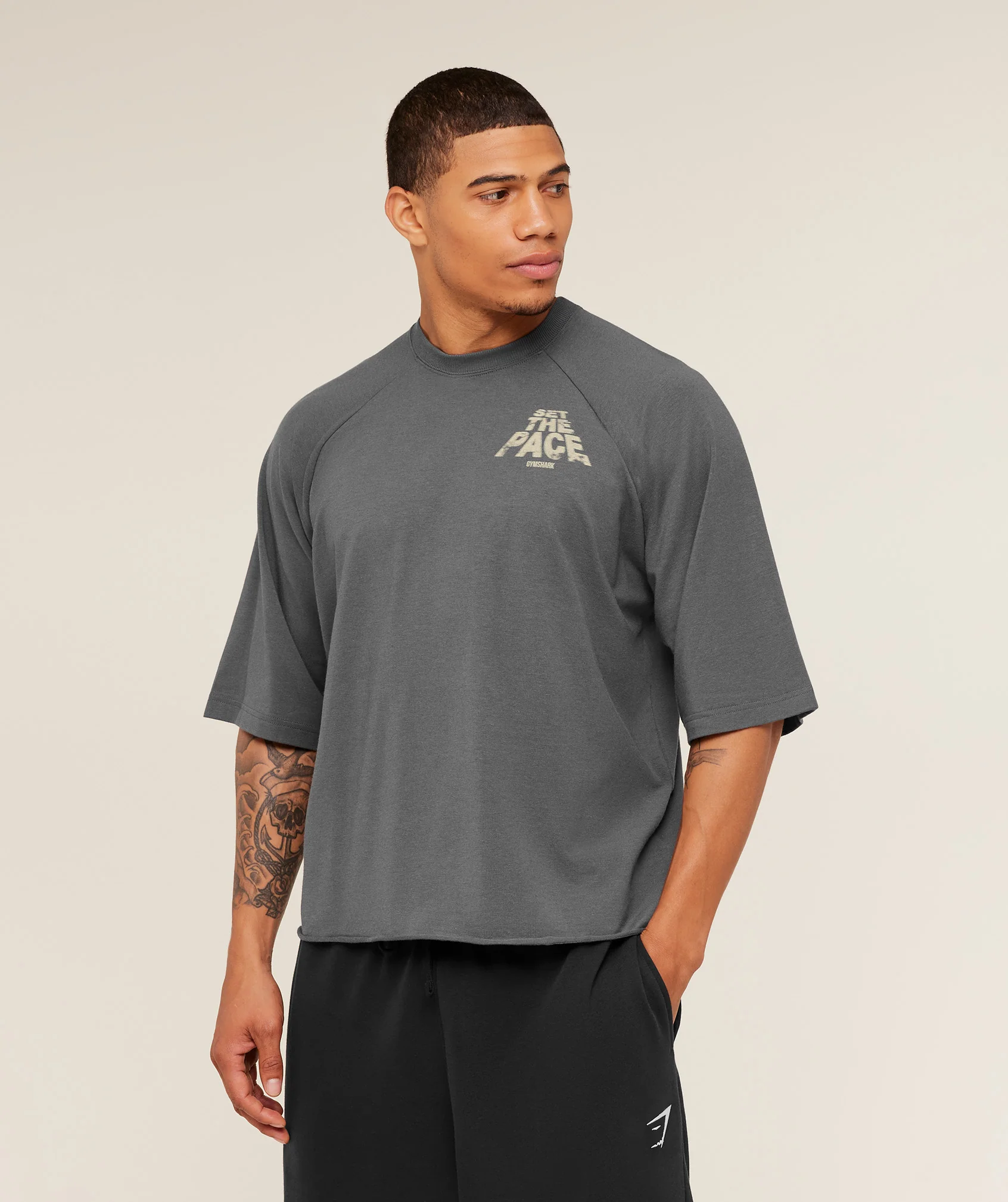 Gymshark Set The Pace Boxy T-Shirt - Graphite Grey - Image 3