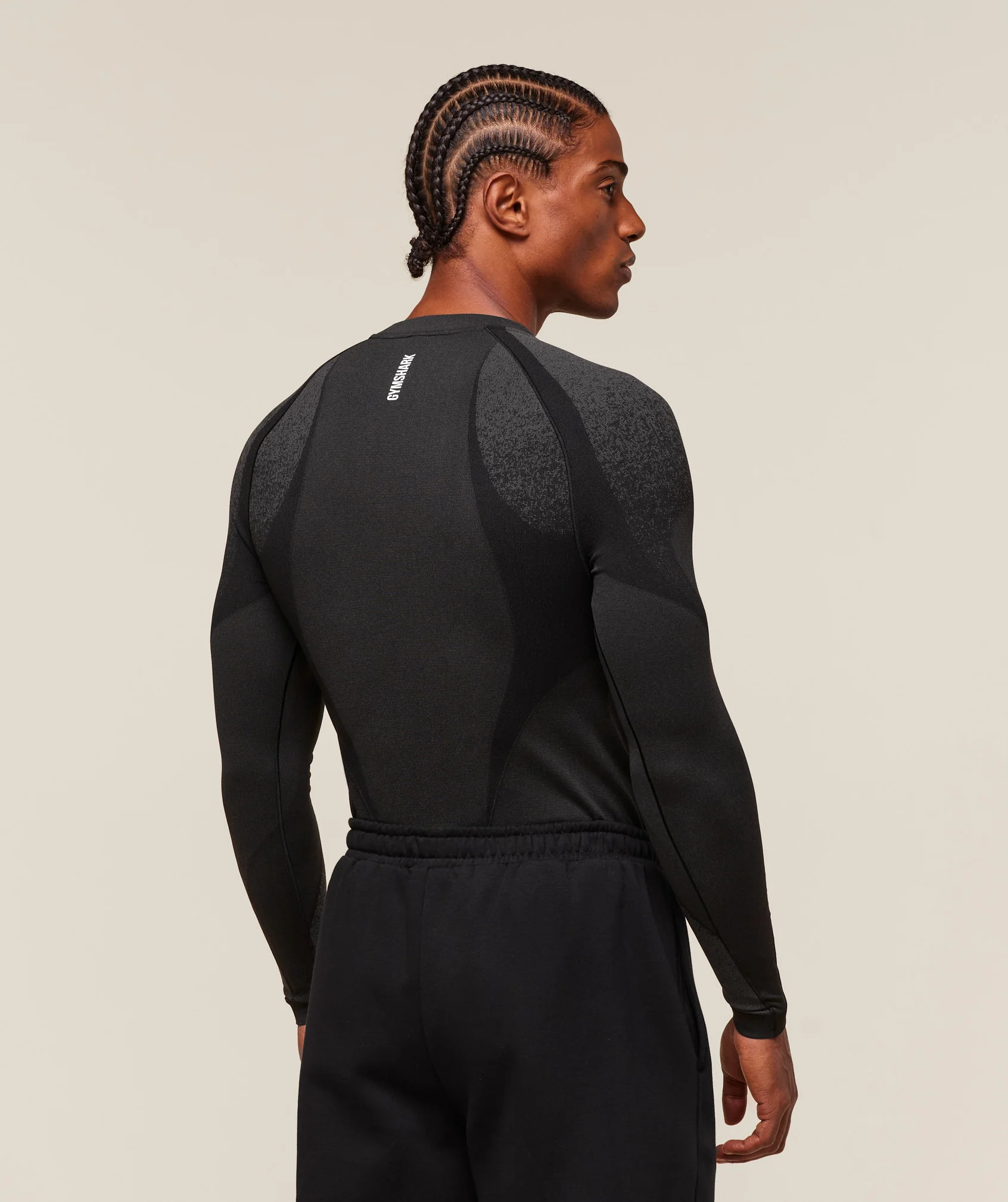 Gymshark Shadow Seamless Long Sleeve T-Shirt - Black - Image 2