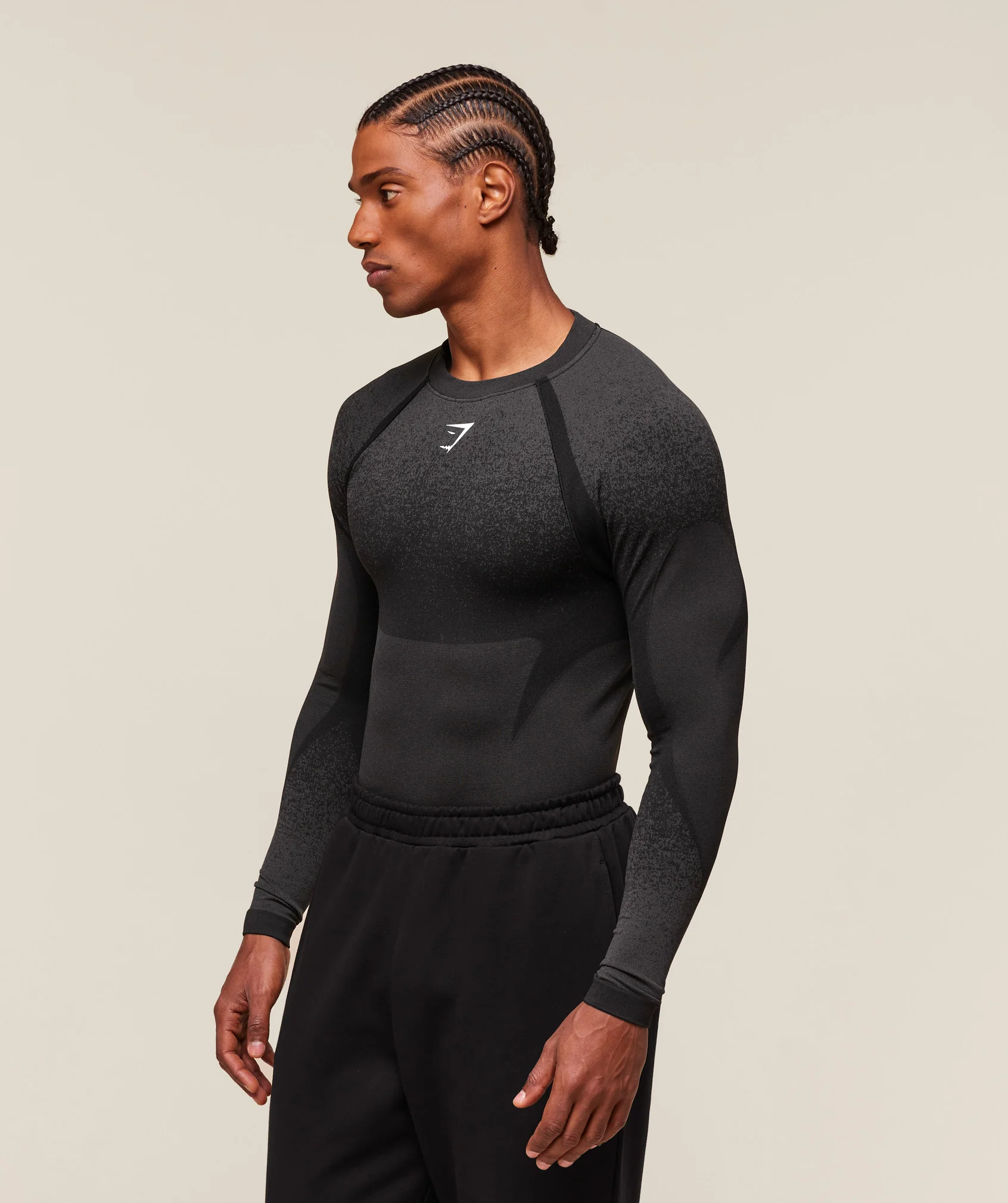 Gymshark Shadow Seamless Long Sleeve T-Shirt - Black - Image 3
