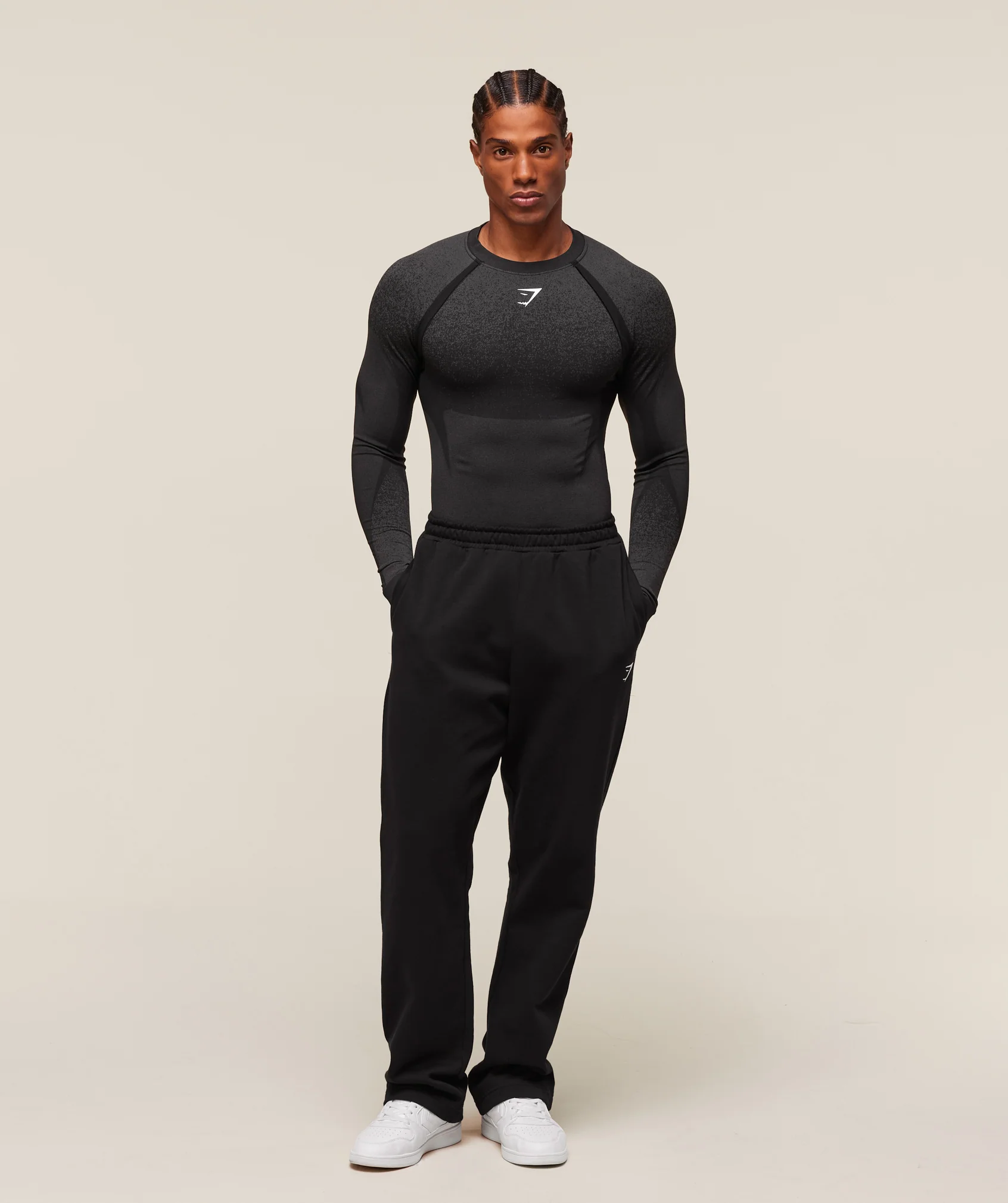 Gymshark Shadow Seamless Long Sleeve T-Shirt - Black - Image 4