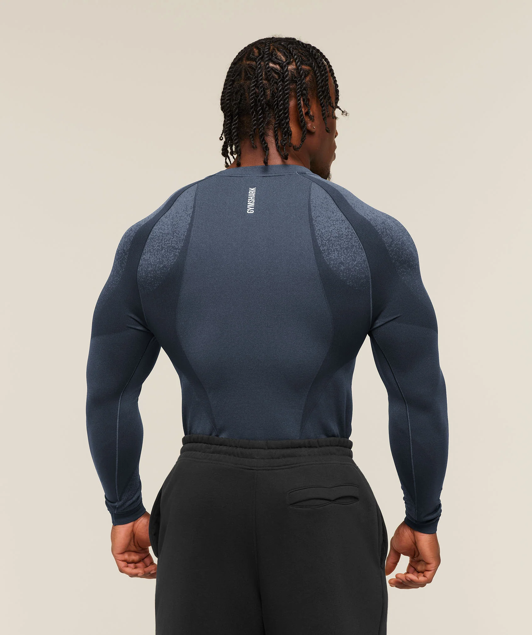 Gymshark Shadow Seamless Long Sleeve T-Shirt - Heavy Blue - Image 2