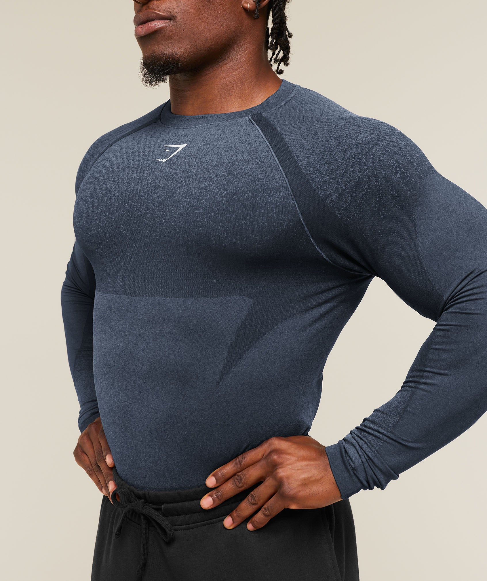 Gymshark Shadow Seamless Long Sleeve T-Shirt - Heavy Blue - Image 4