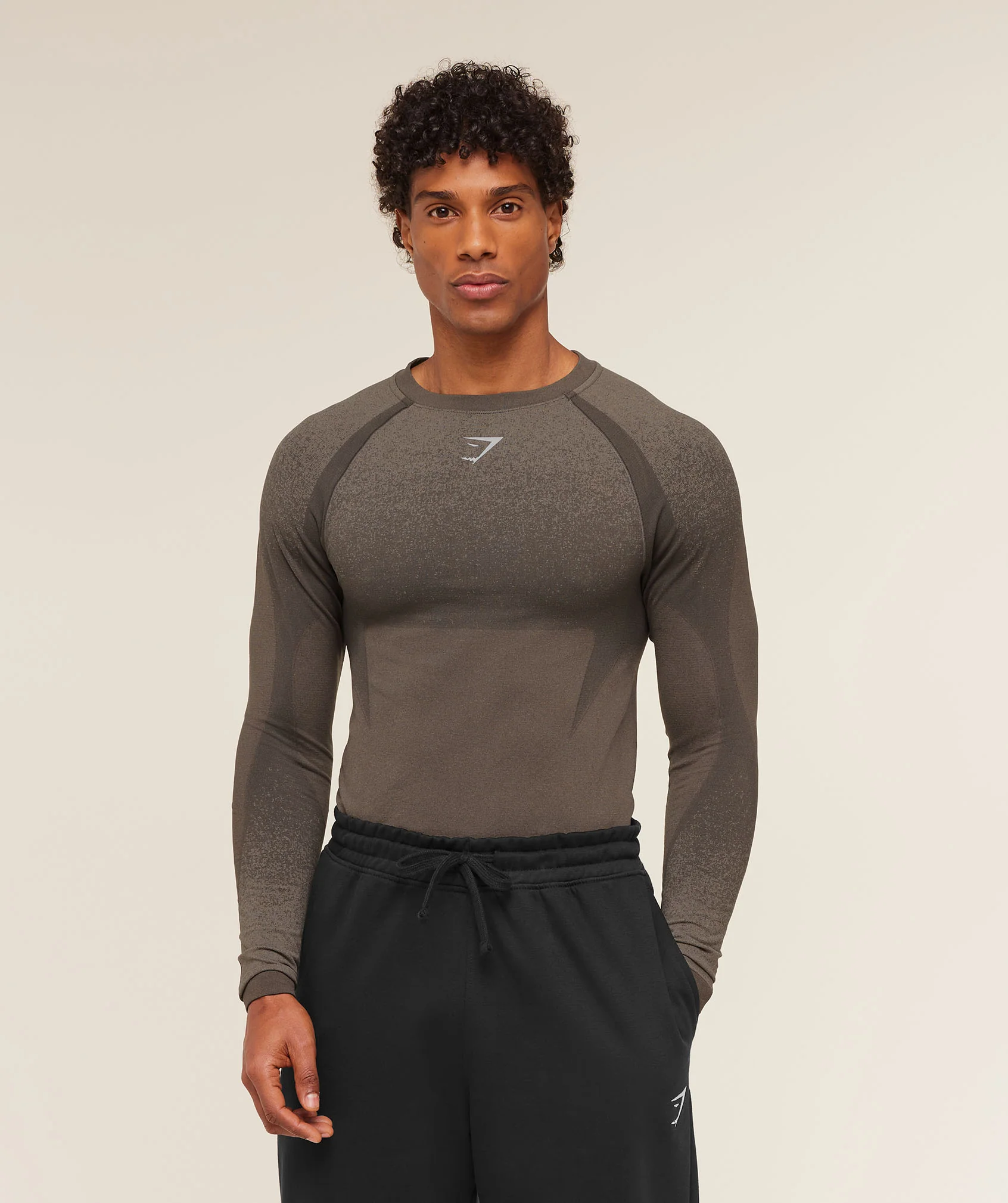 Gymshark Shadow Seamless Long Sleeve T-Shirt - Camo Brown