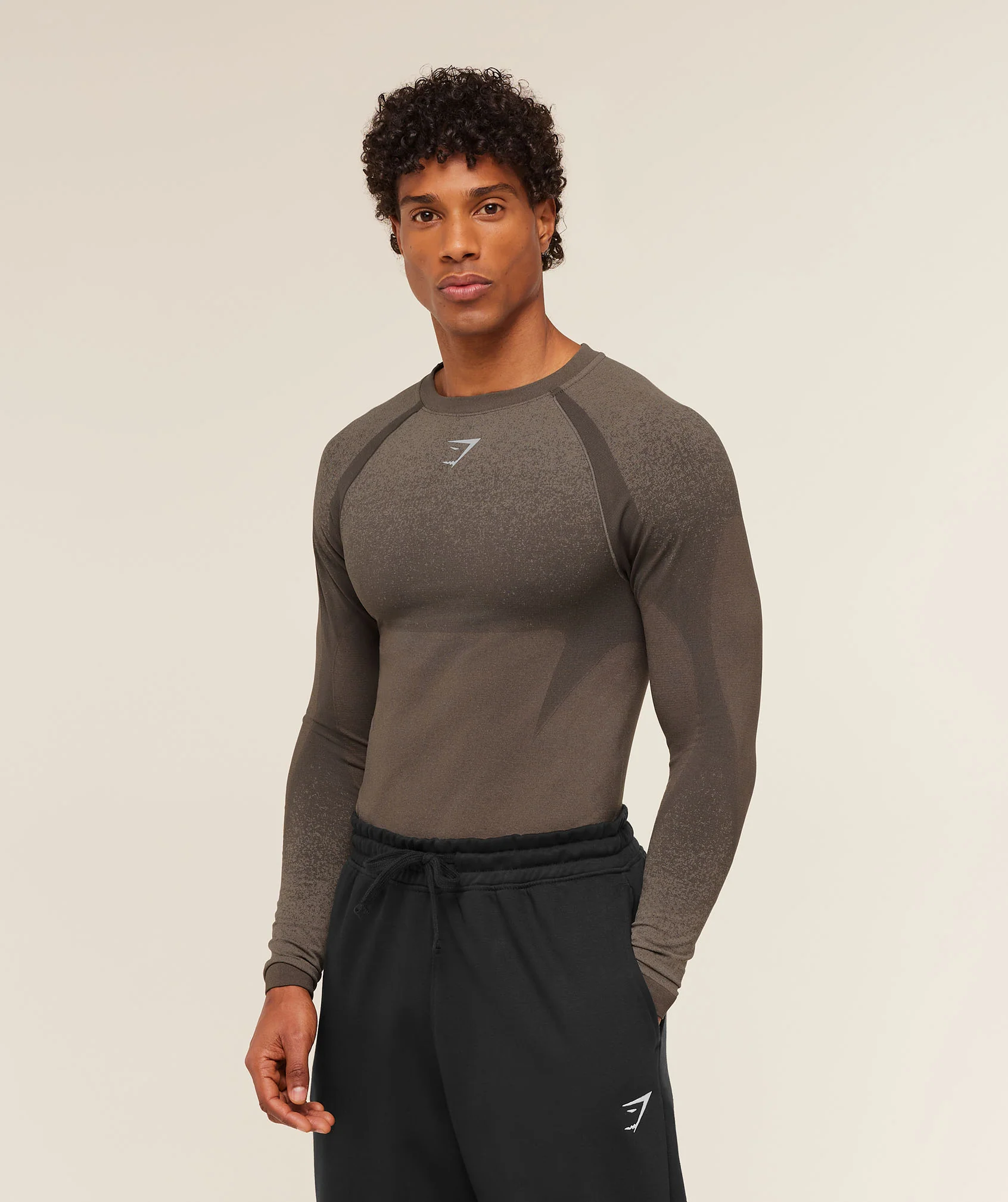 Gymshark Shadow Seamless Long Sleeve T-Shirt - Camo Brown - Image 3