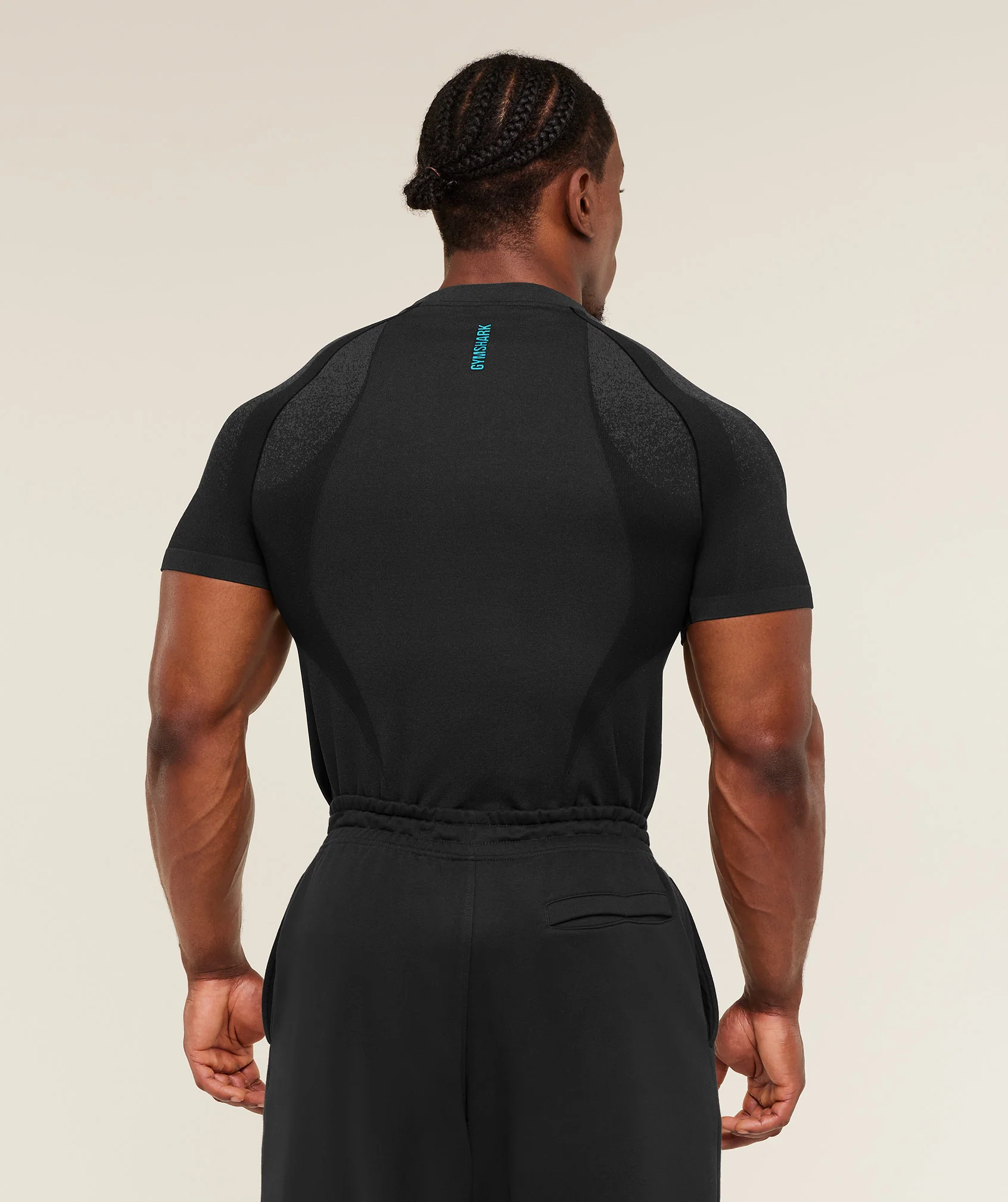 Gymshark Shadow Seamless T Shirt - Black/Brand Blue - Image 2