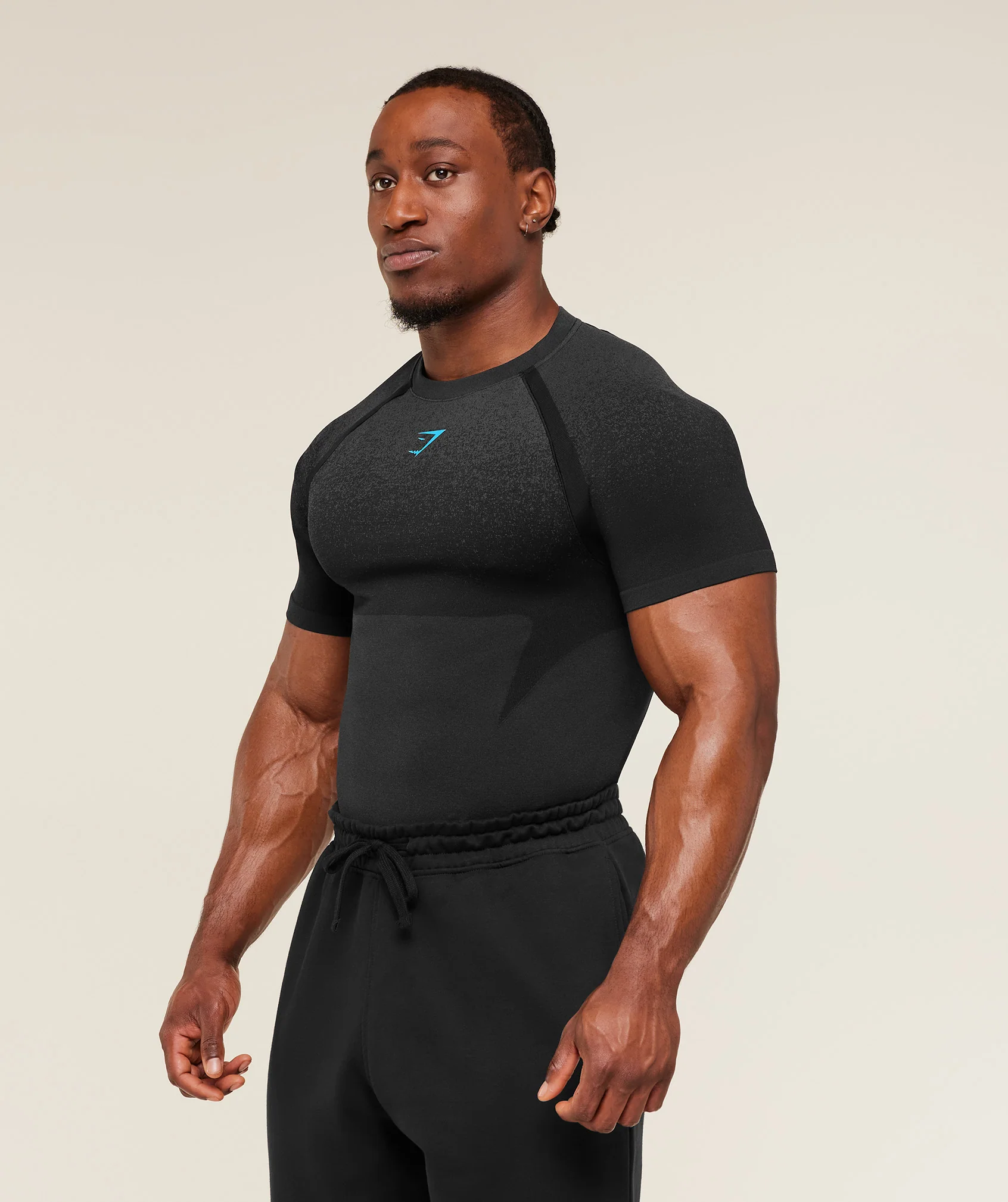 Gymshark Shadow Seamless T Shirt - Black/Brand Blue - Image 3