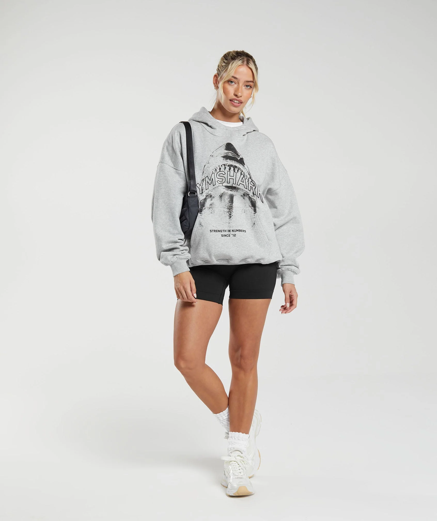 Gymshark Shark Attack Oversized Hoodie - Grey - Image 3