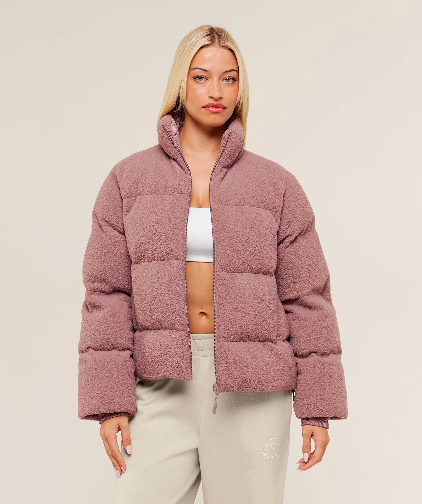 Gymshark Sherpa Puffer Jacket - Chestnut Pink - Image 4