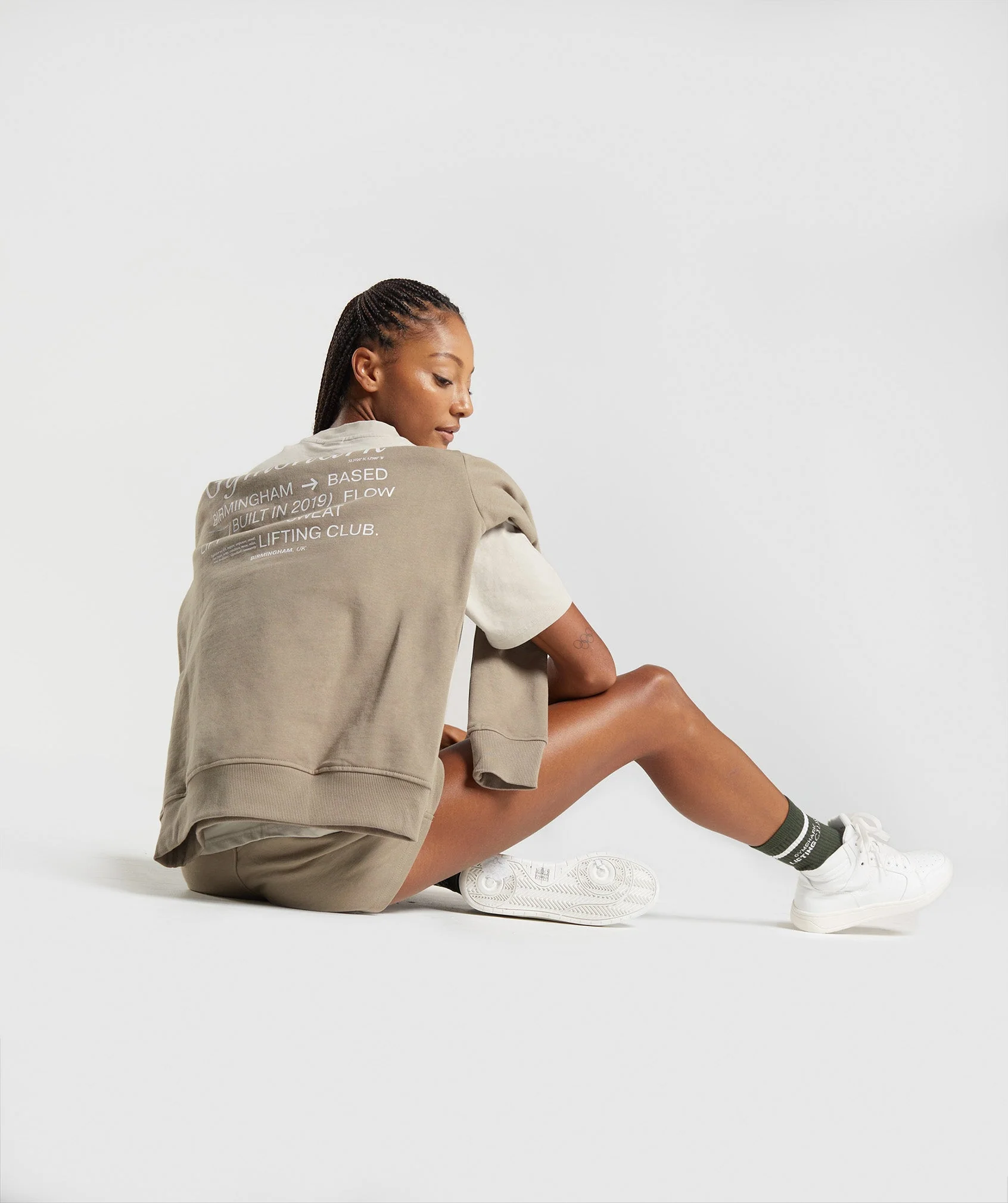 Gymshark Social Club Oversized Hoodie - Cement Brown - Image 5