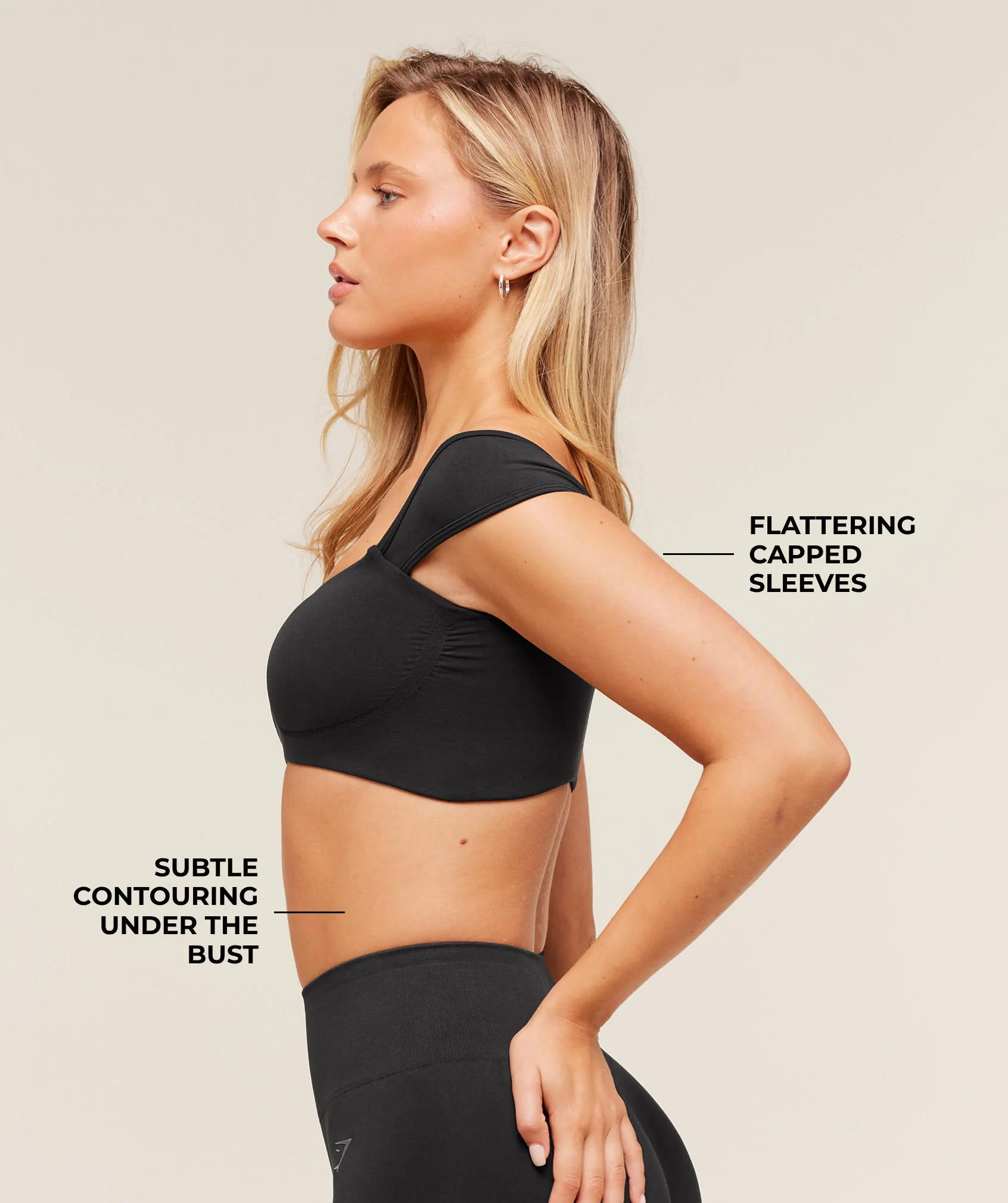 Gymshark Soft Sculpt Cap Sleeve Bralette - Black - Image 2
