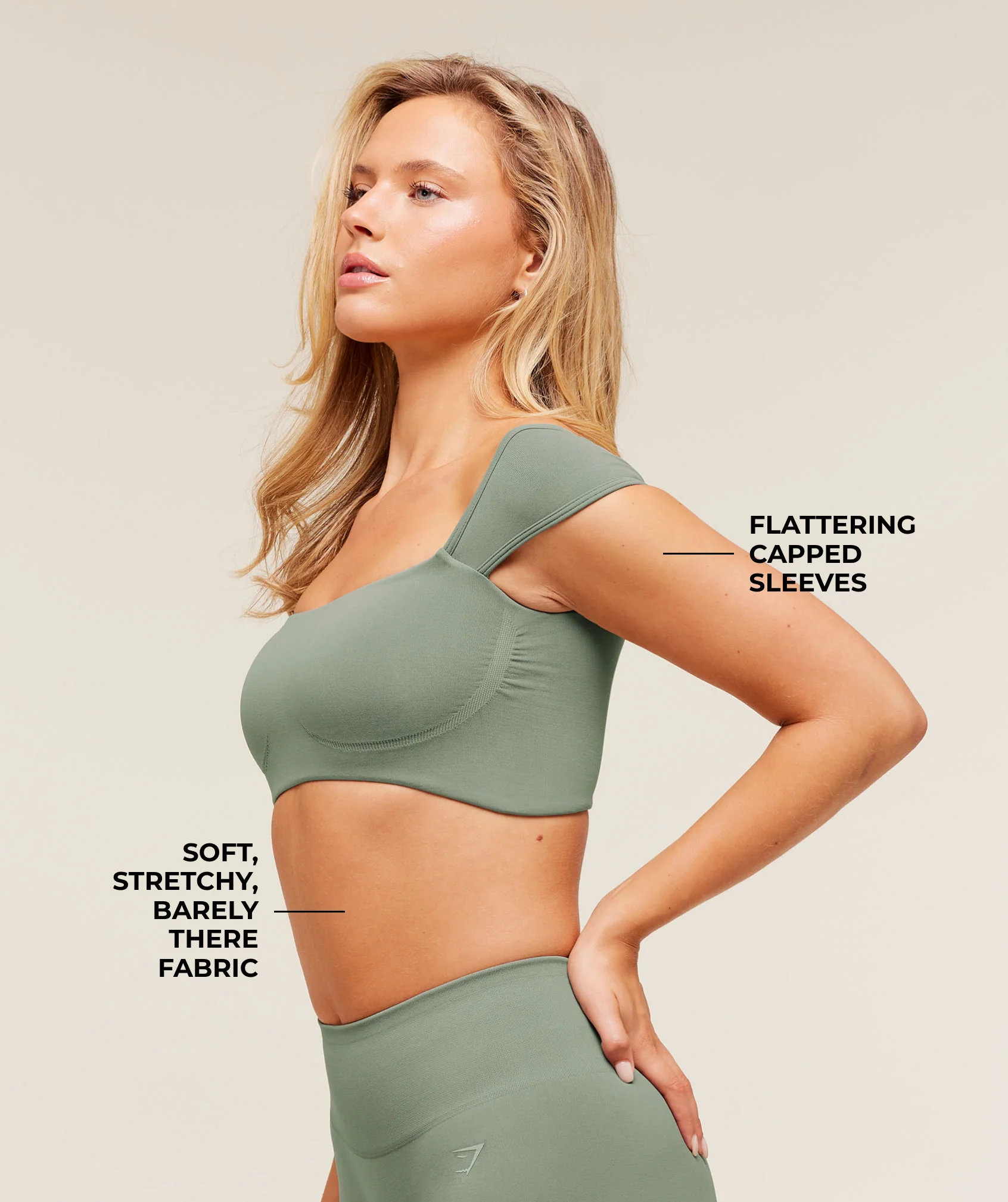 Gymshark Soft Sculpt Cap Sleeve Bralette - Unit Green - Image 2