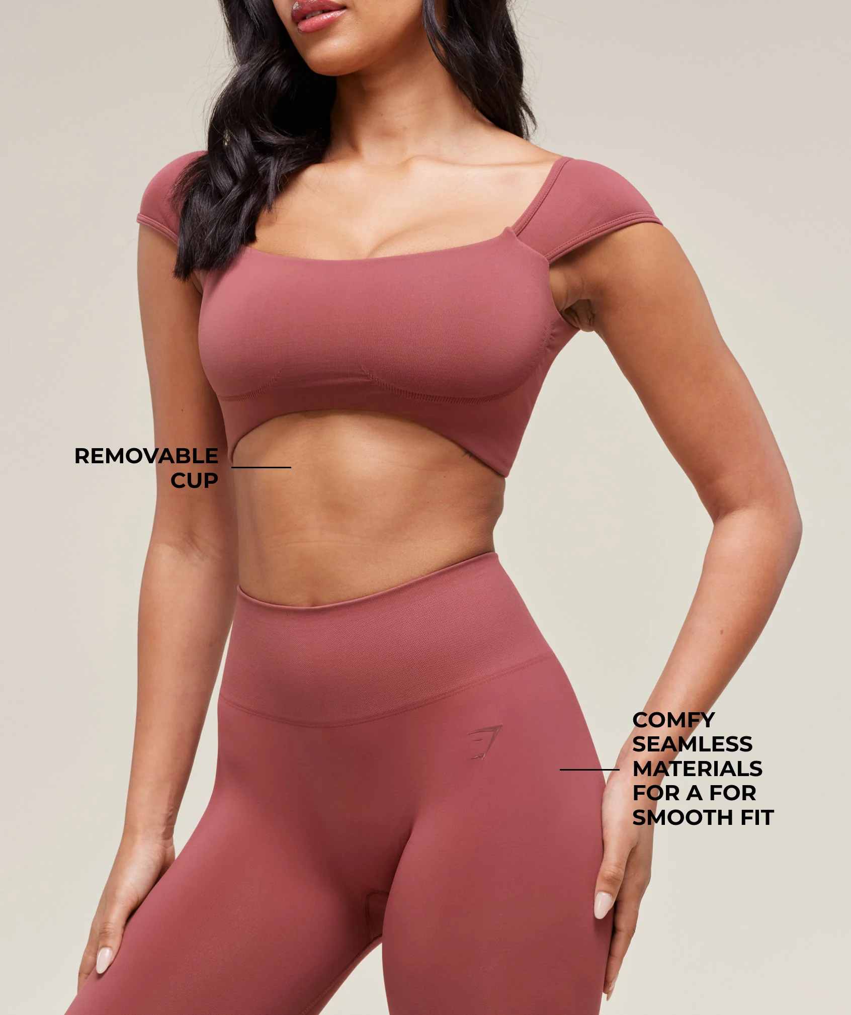 Gymshark Soft Sculpt Cap Sleeve Bralette - Washed Berry Pink - Image 2