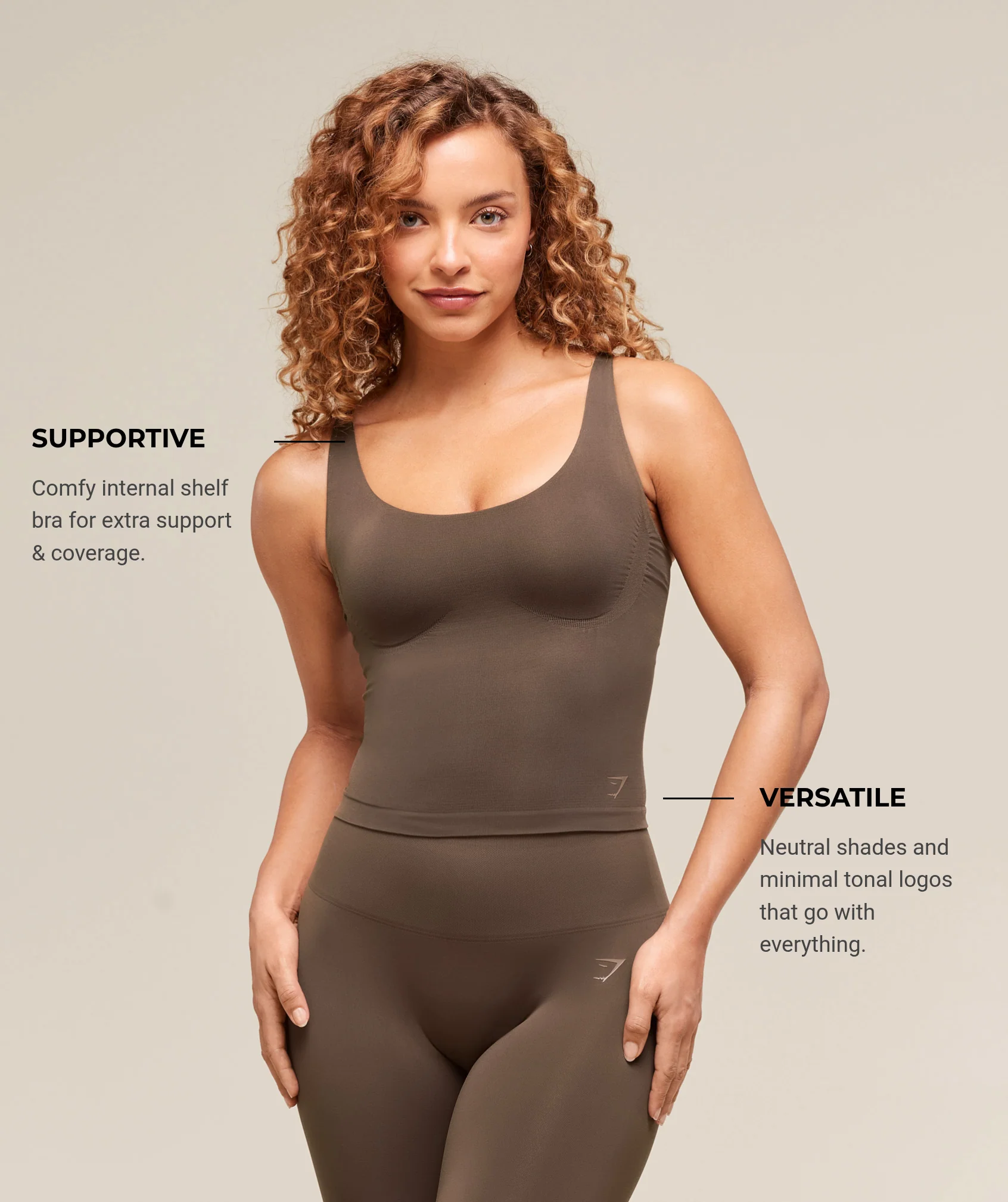 Gymshark Soft Sculpt Tank With Shelf - Walnut Brown - Image 5
