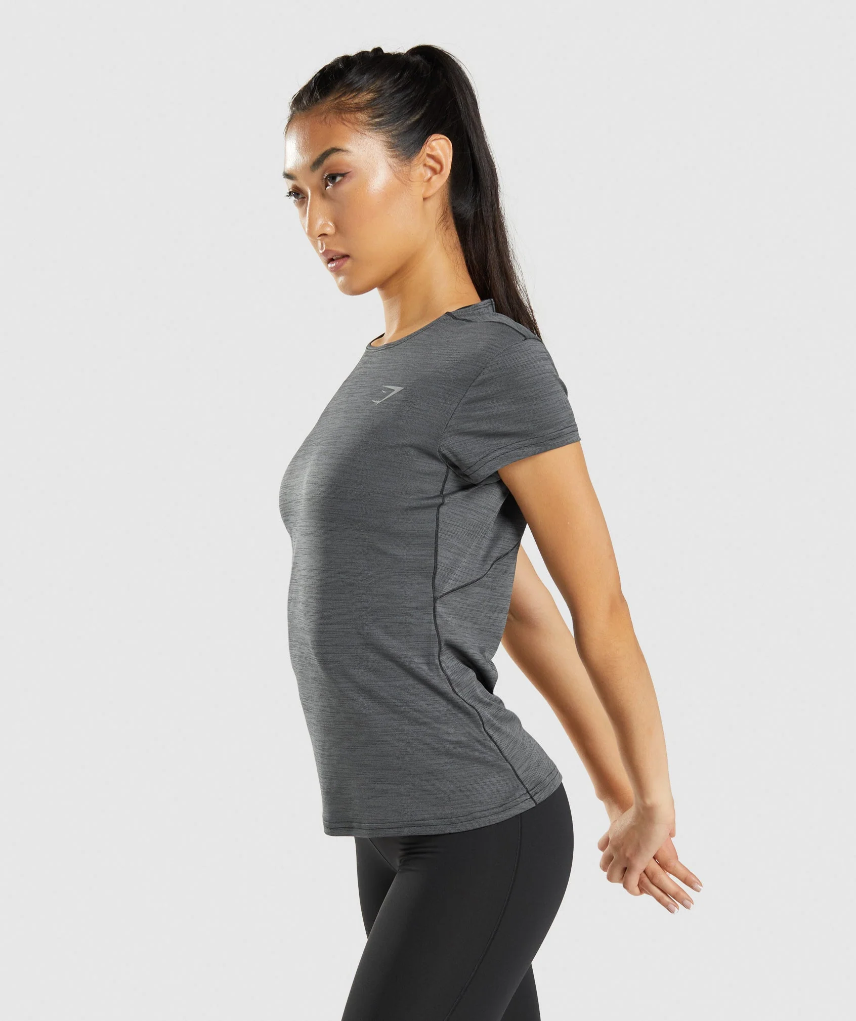 Gymshark Speed T-Shirt - Black/Charcoal Marl - Image 3