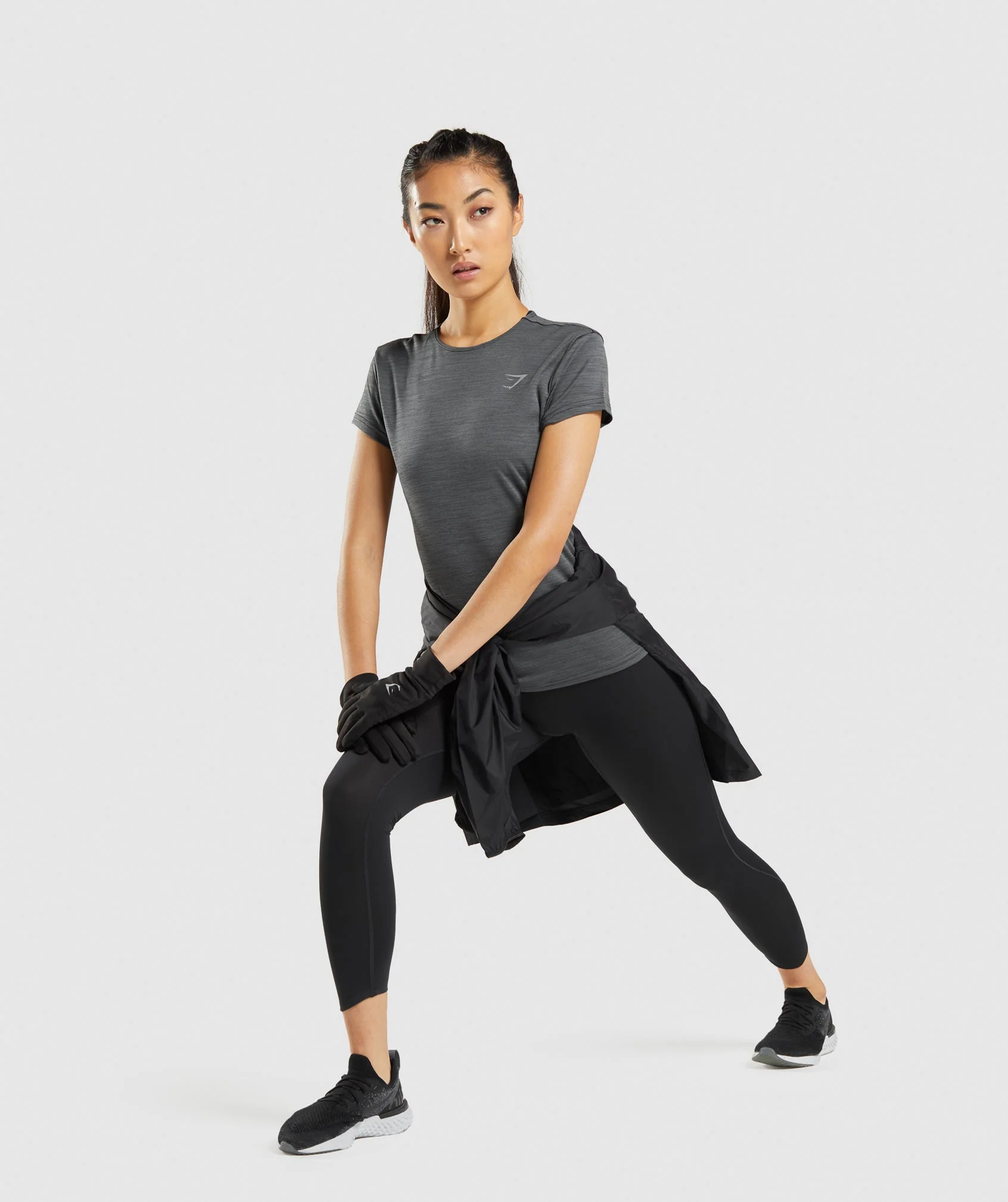 Gymshark Speed T-Shirt - Black/Charcoal Marl - Image 4