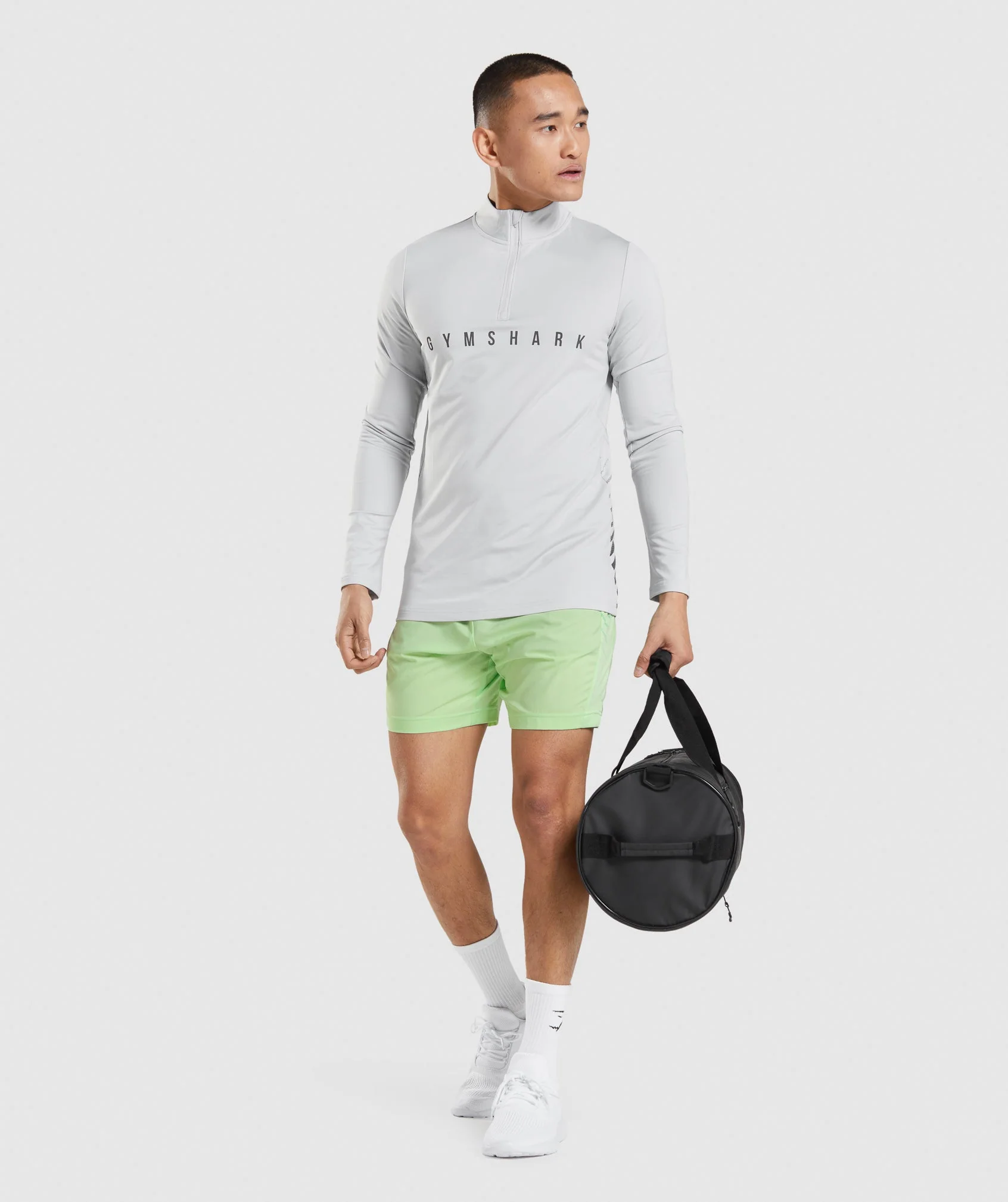 Gymshark Sport Stripe 1/4 Zip - Light Grey - Image 3