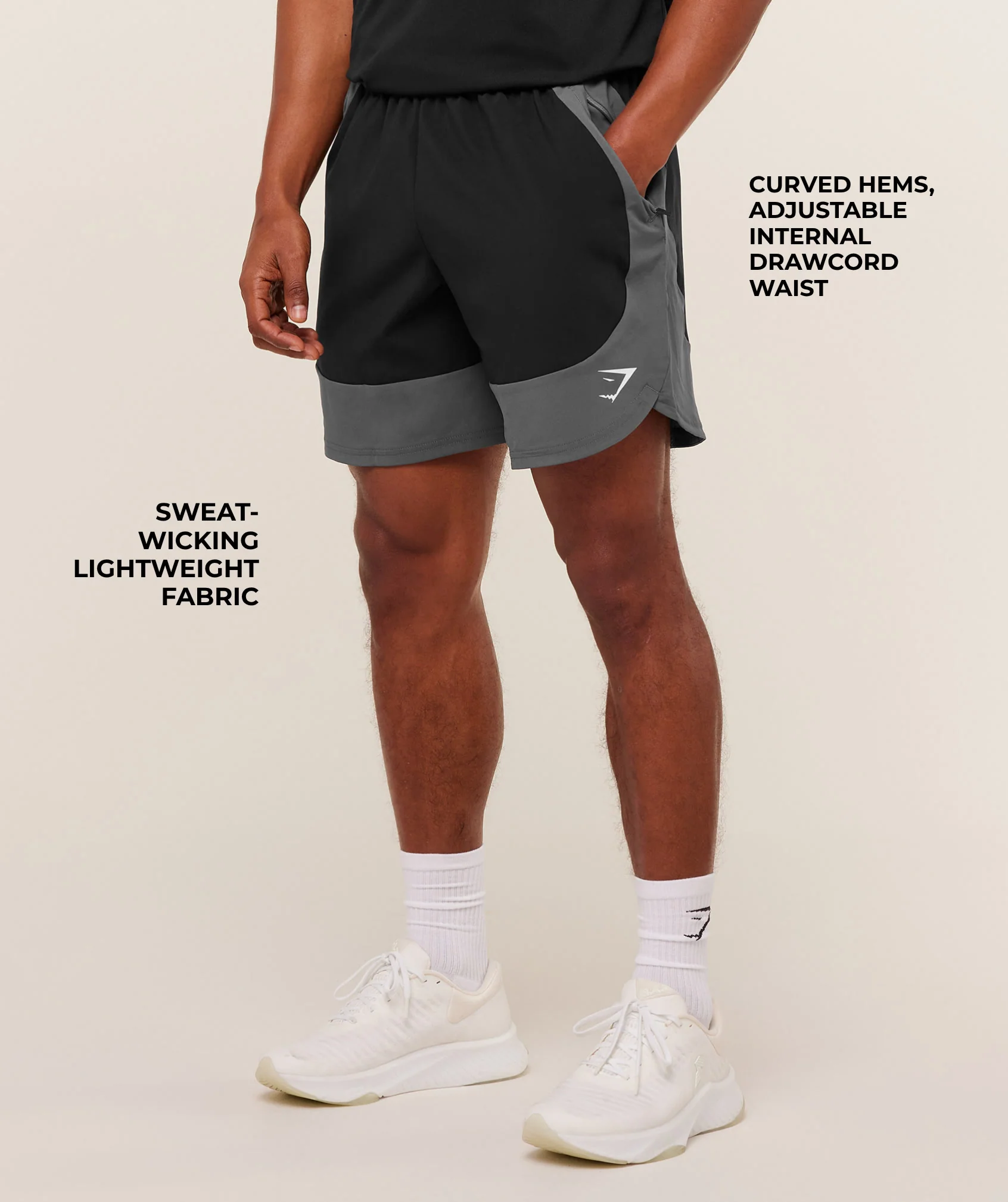 Gymshark Sport 25 Block 7" Shorts - Black/Dark Grey - Image 2
