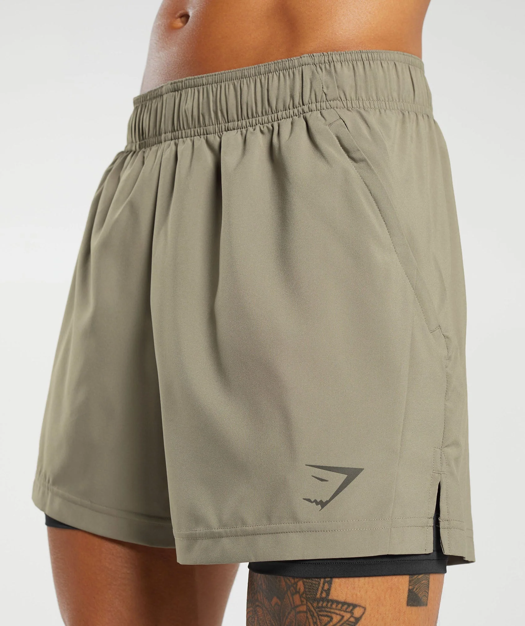 Gymshark Sport 5" 2 in 1 Shorts - Linen Brown/Black - Image 5