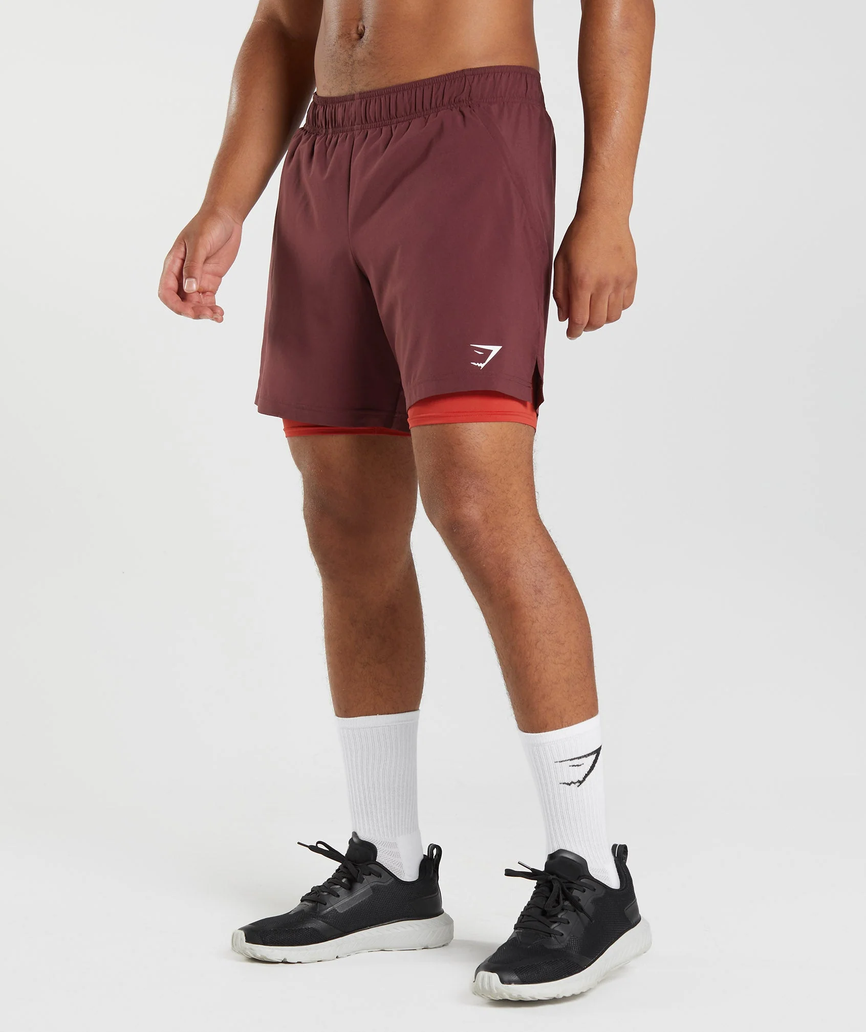 Gymshark Sport 7" 2 in 1 Short - Baked Maroon/Salsa Red