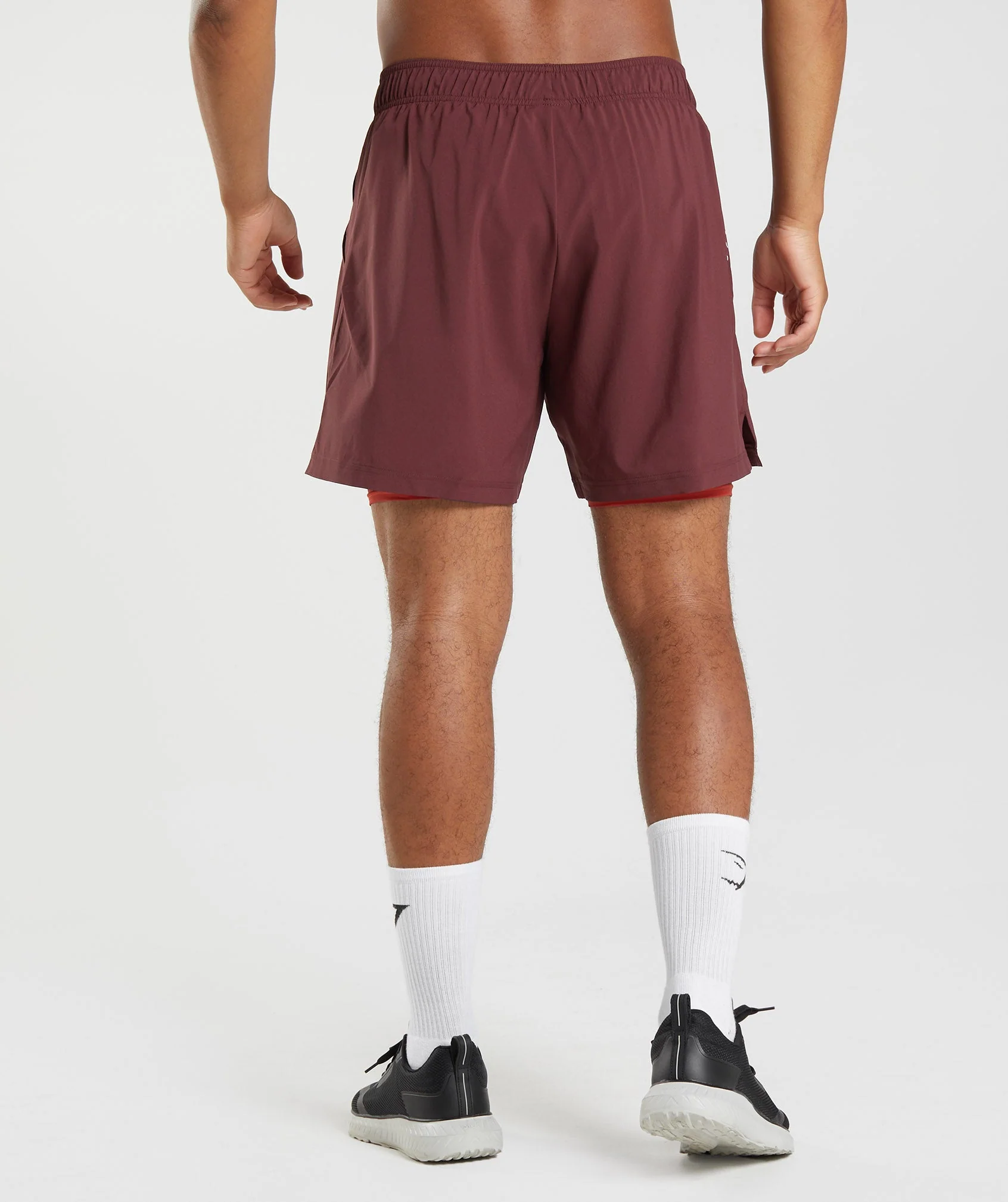 Gymshark Sport 7" 2 in 1 Short - Baked Maroon/Salsa Red - Image 2