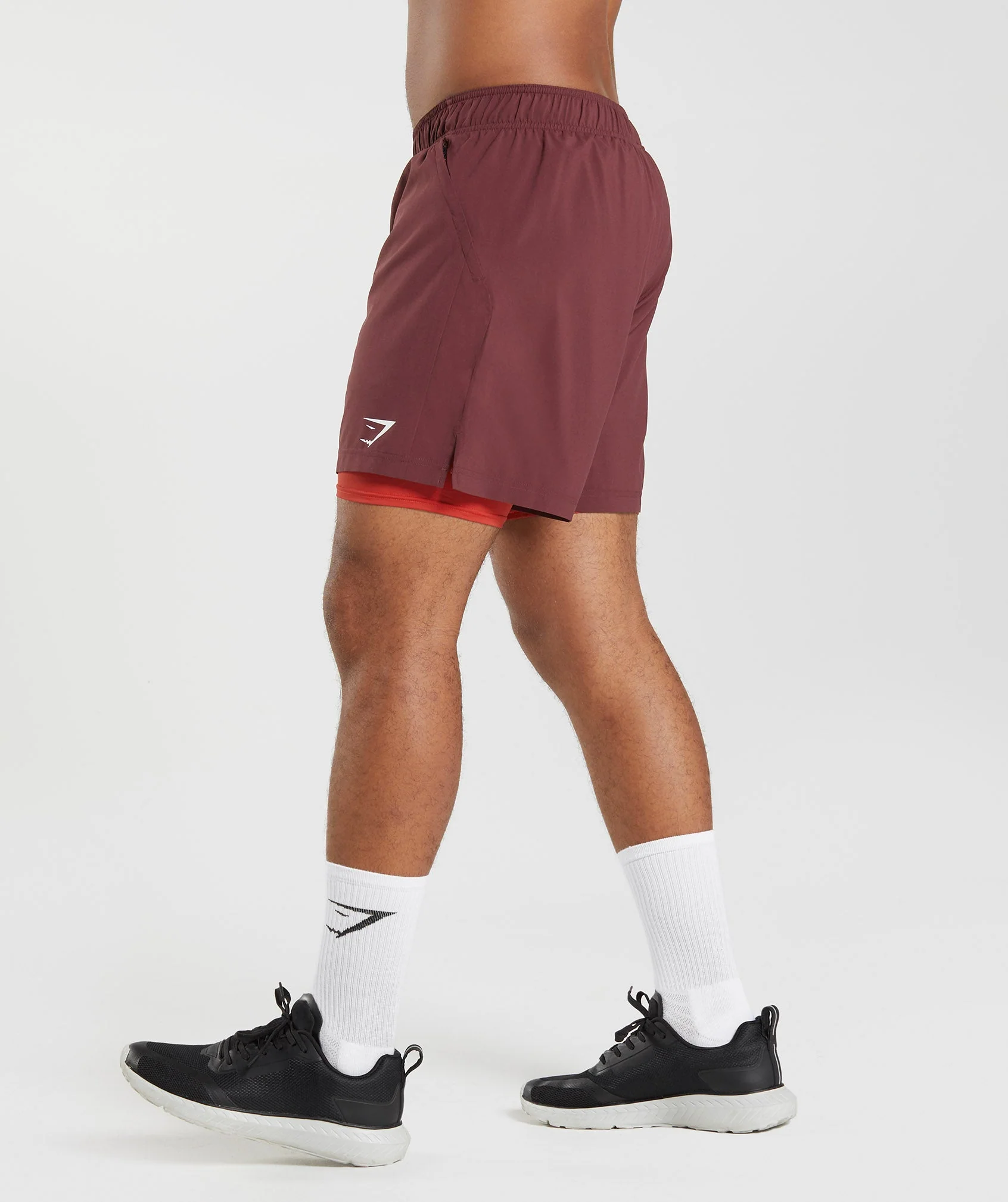 Gymshark Sport 7" 2 in 1 Short - Baked Maroon/Salsa Red - Image 3