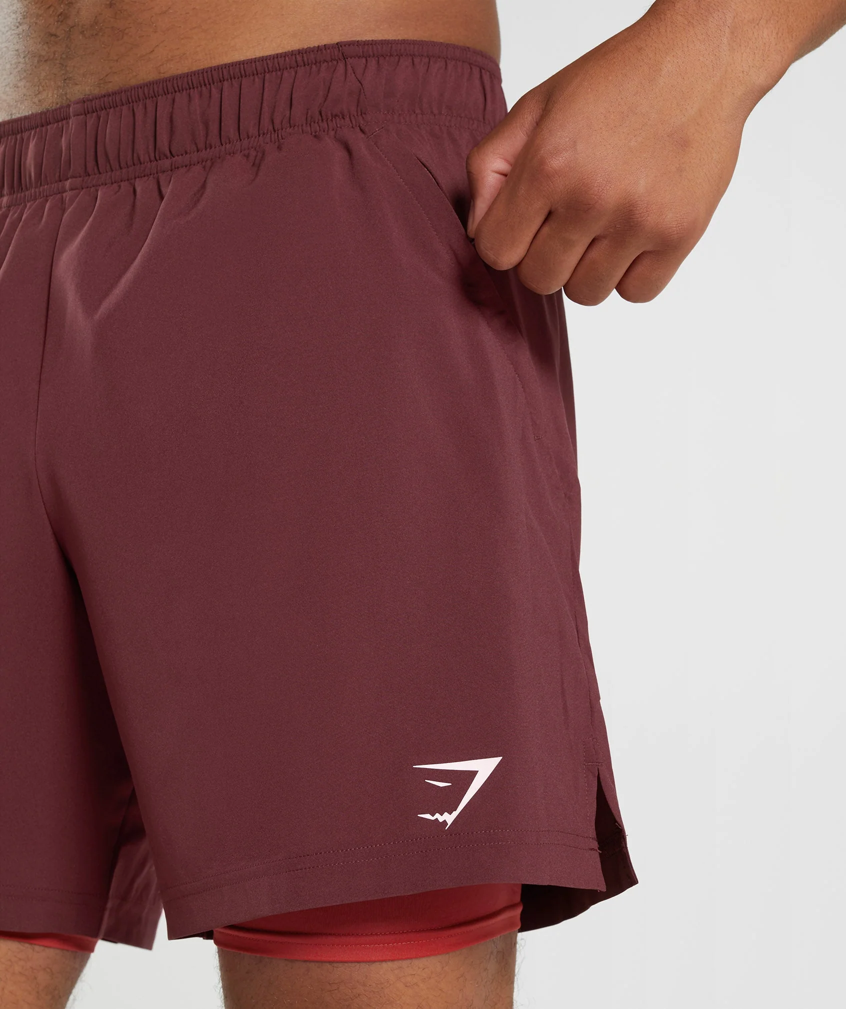 Gymshark Sport 7" 2 in 1 Short - Baked Maroon/Salsa Red - Image 6