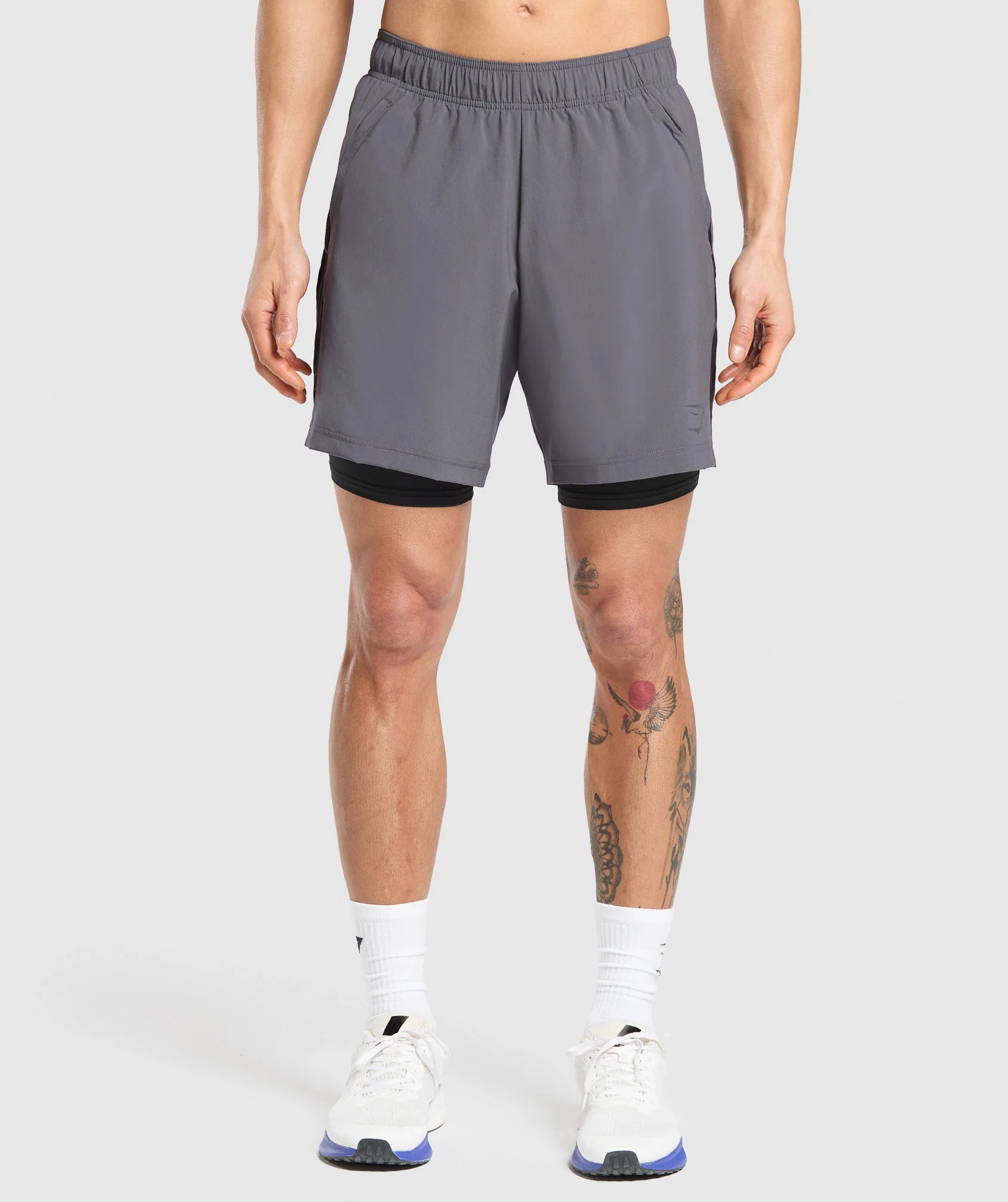Gymshark Sport 7" 2 in 1 Shorts - Dark Grey/Black - Image 2