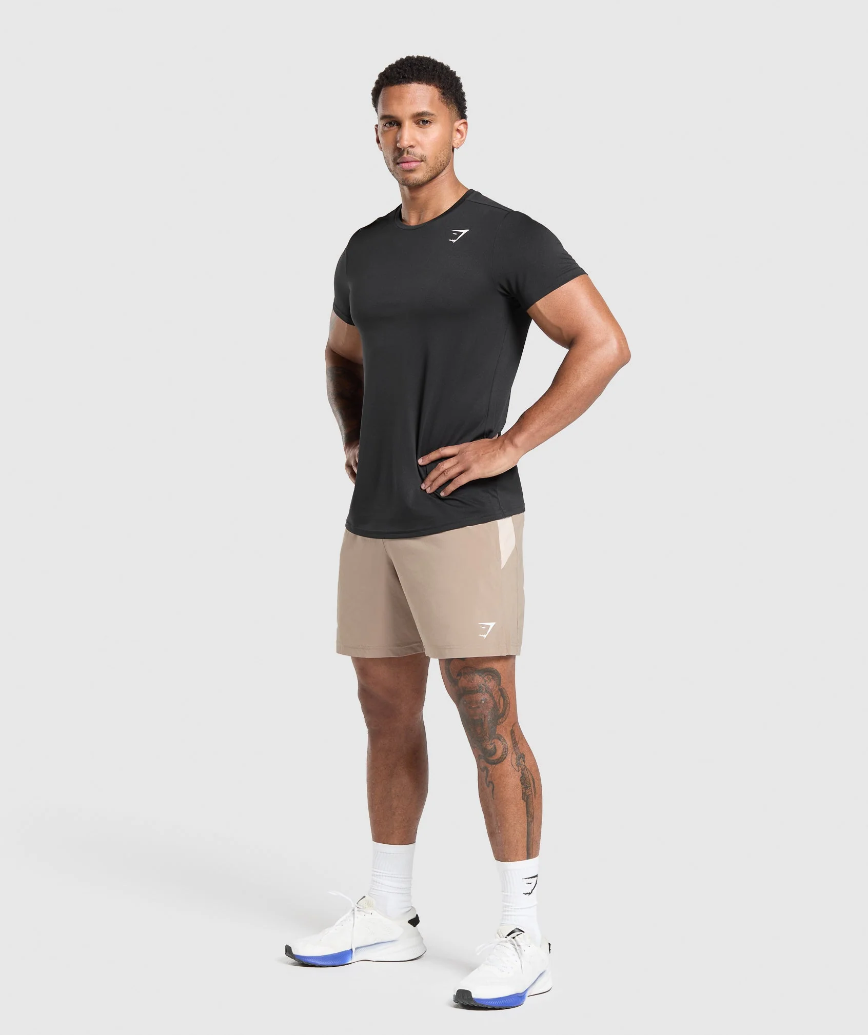 Gymshark Sport Panel 7" Shorts - Cement Brown/Pebble Grey - Image 4