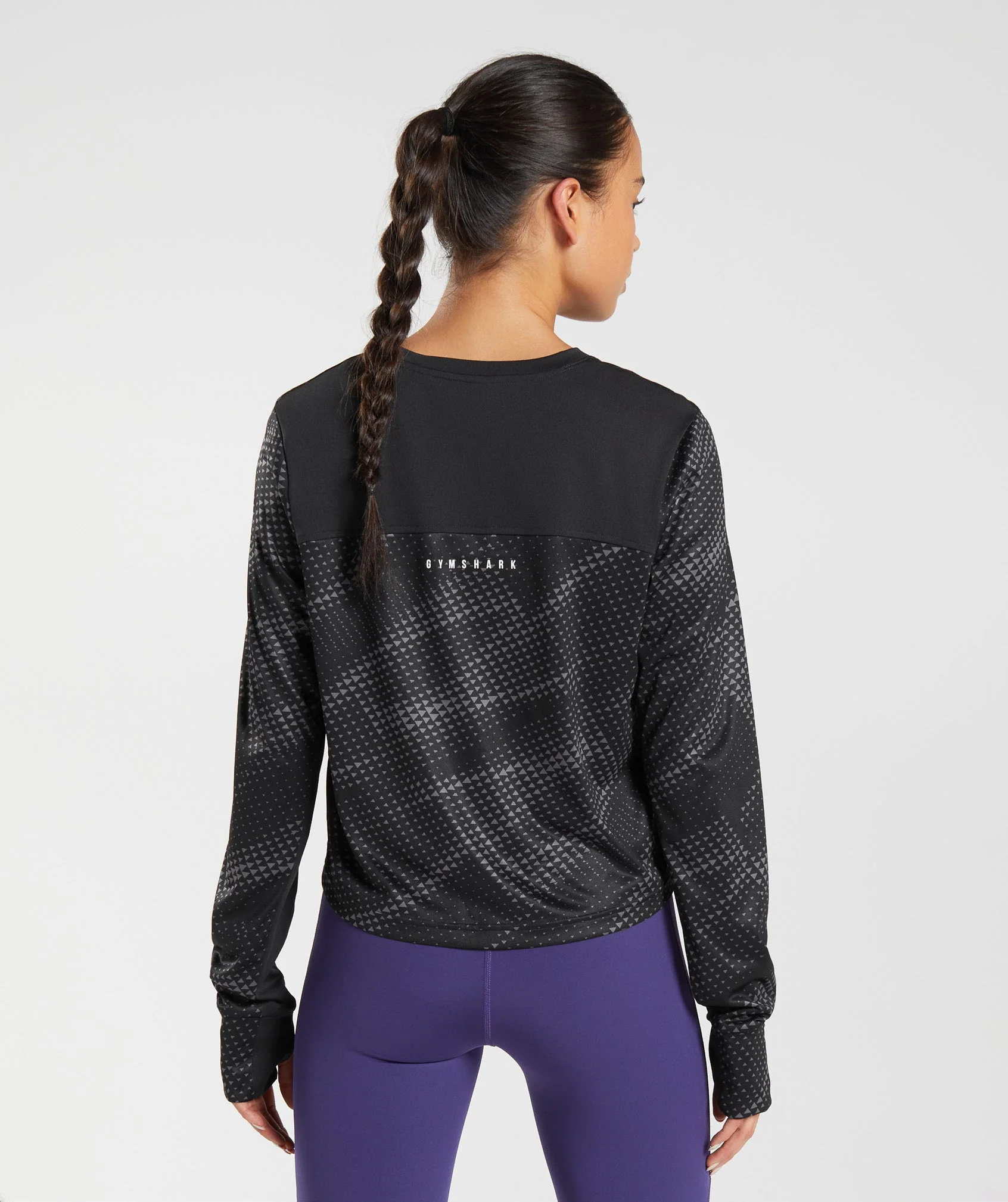 Gymshark Sport Printed Long Sleeve T-Shirt - Black Print - Image 2