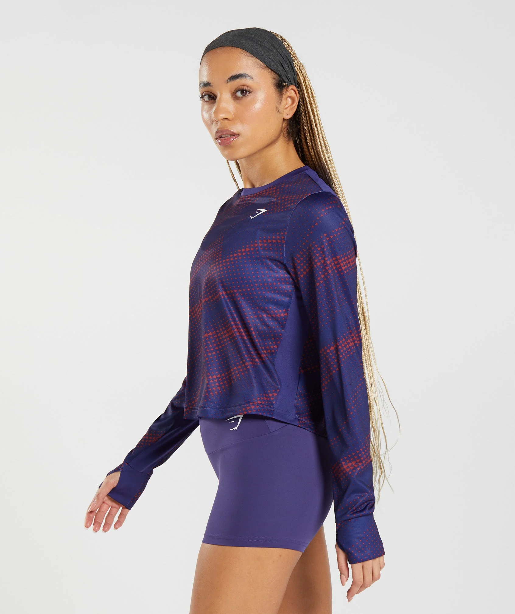 Gymshark Sport Printed Long Sleeve T-Shirt - Neptune Purple - Image 3