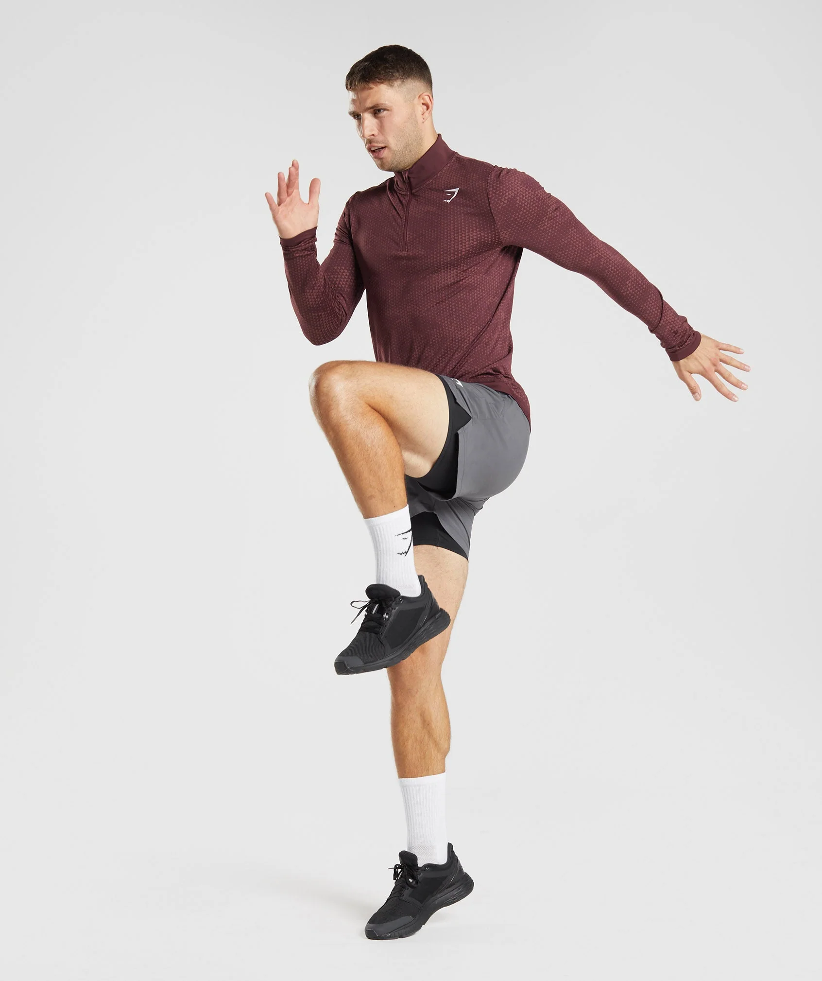 Gymshark Sport Seamless 1/4 Zip - Baked Maroon/Rosewood Red - Image 4