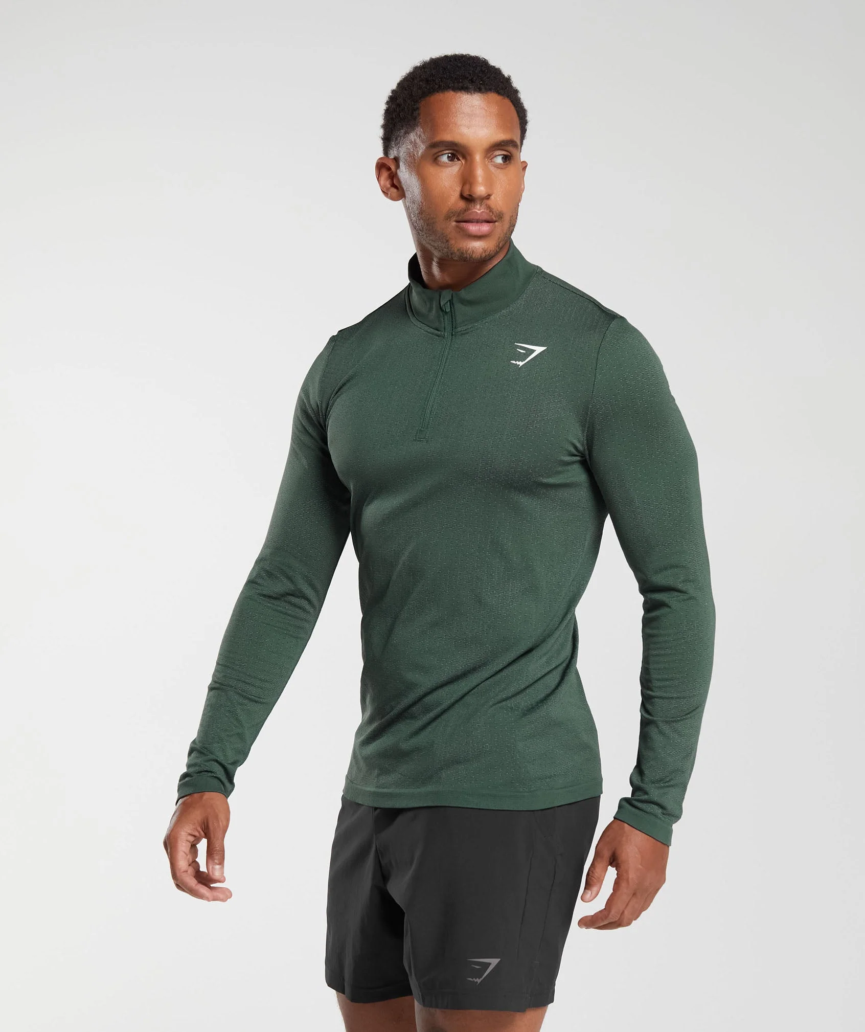 Gymshark Sport Seamless 1/4 Zip - Fog Green/Black - Image 3